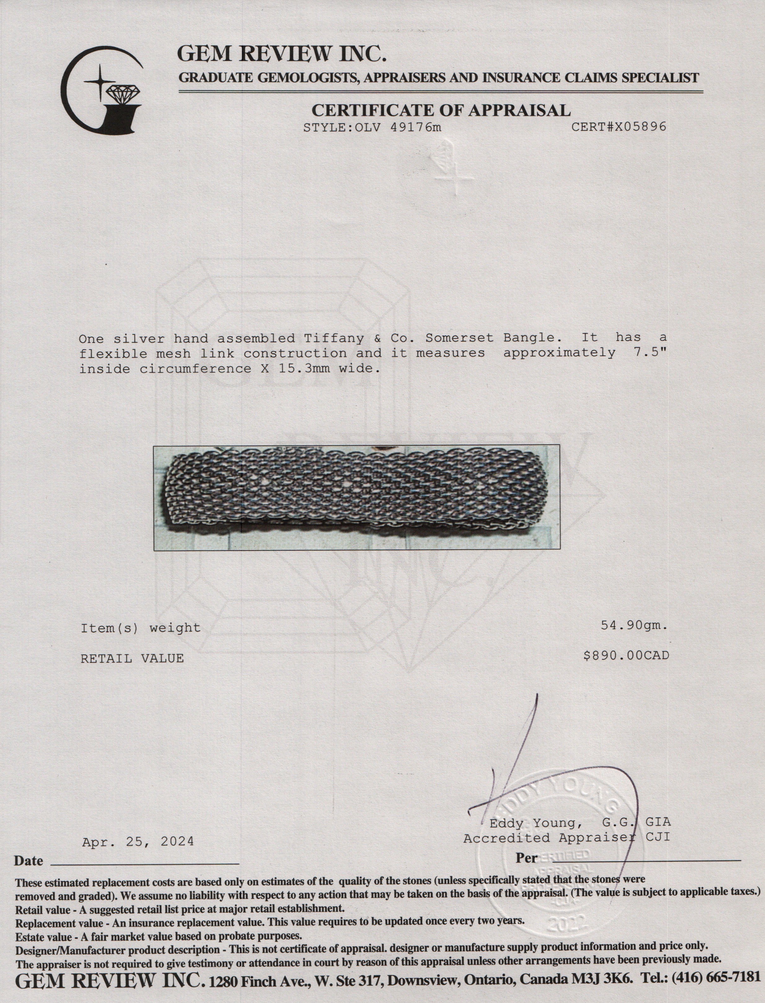 Tiffany & Co. Sterling Silver Somerset Bangle