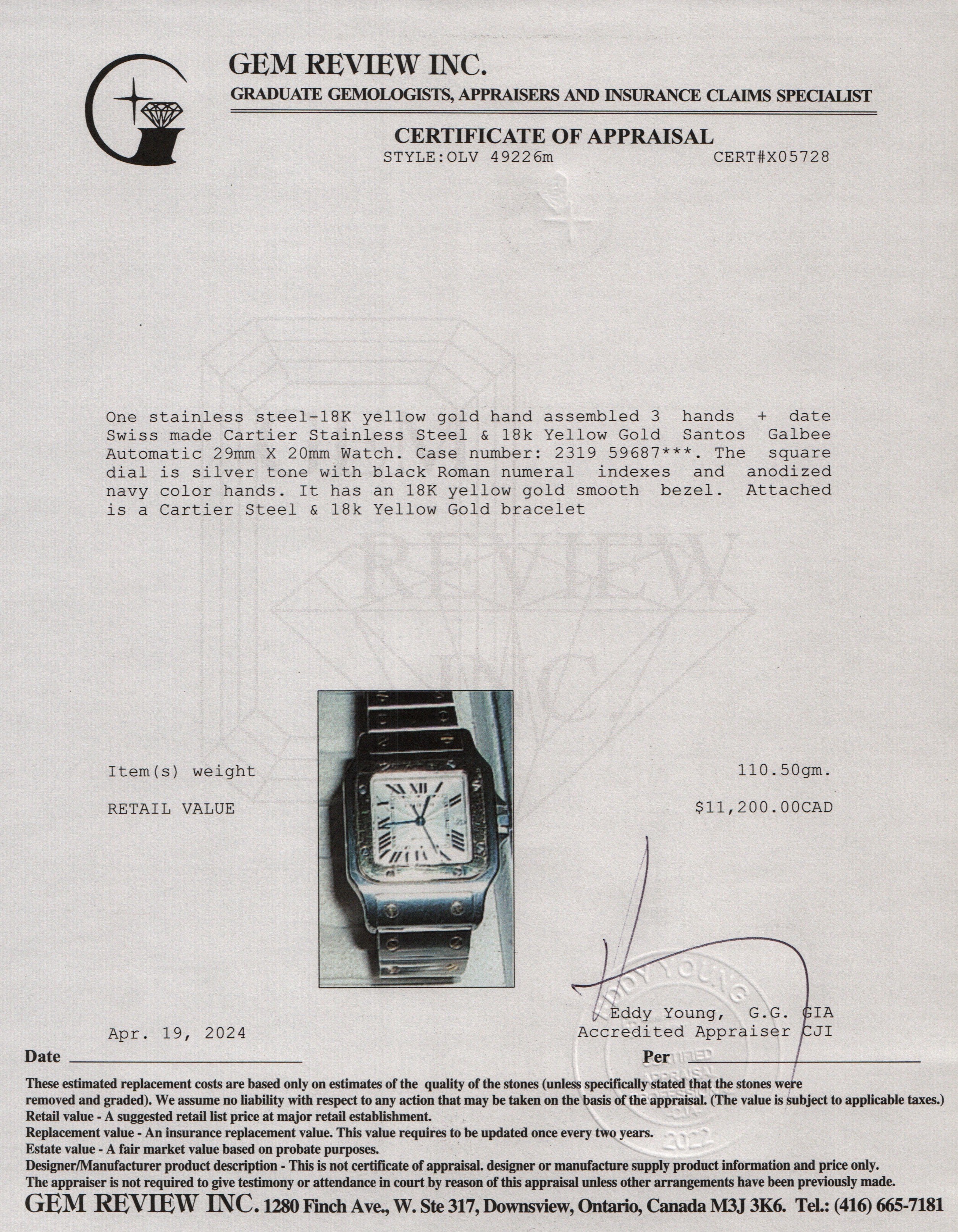 Cartier Stainless Steel & 18k Yellow Gold Santos Galbee Automatic Watch