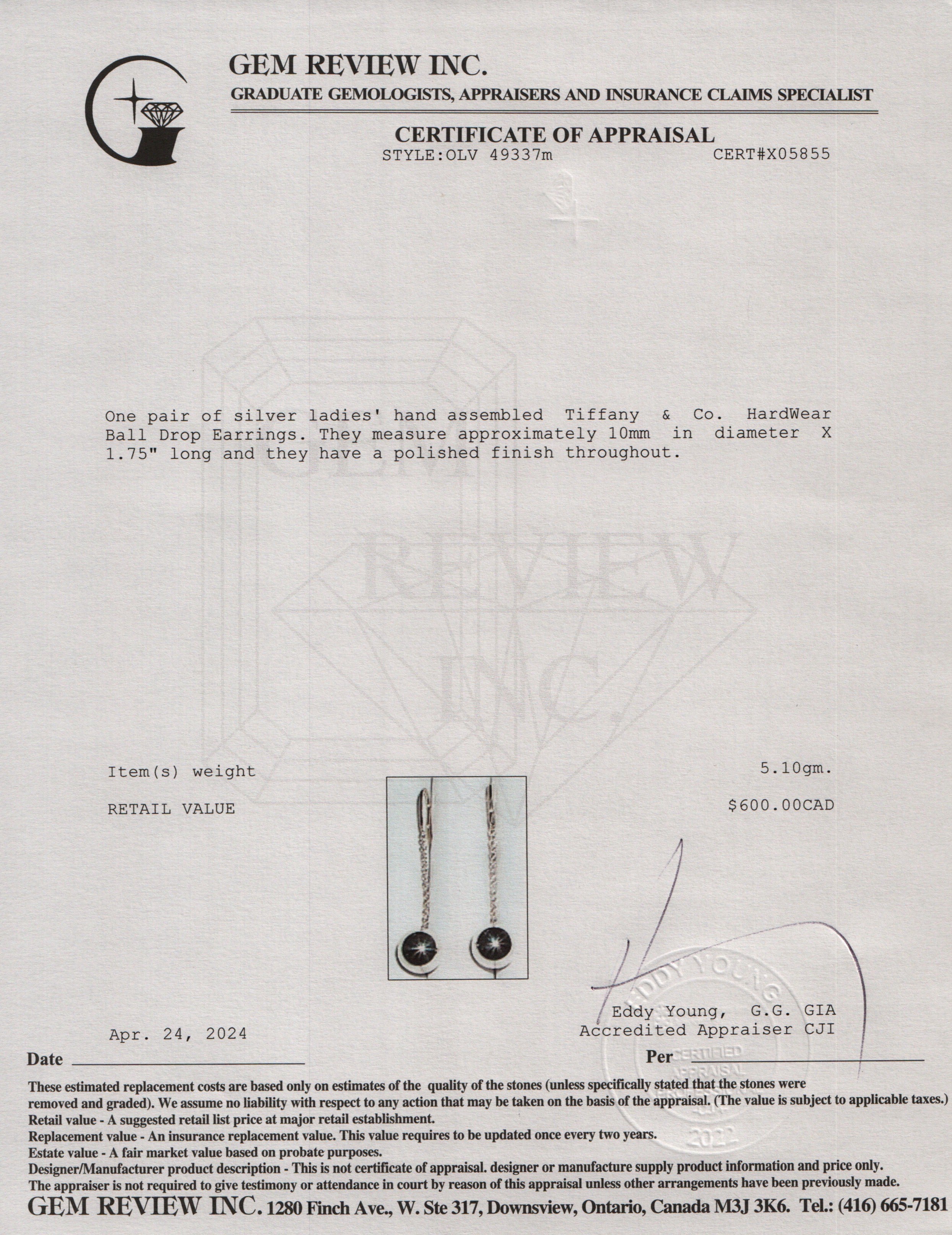 Tiffany & Co. Sterling Silver HardWear Ball Drop Earrings