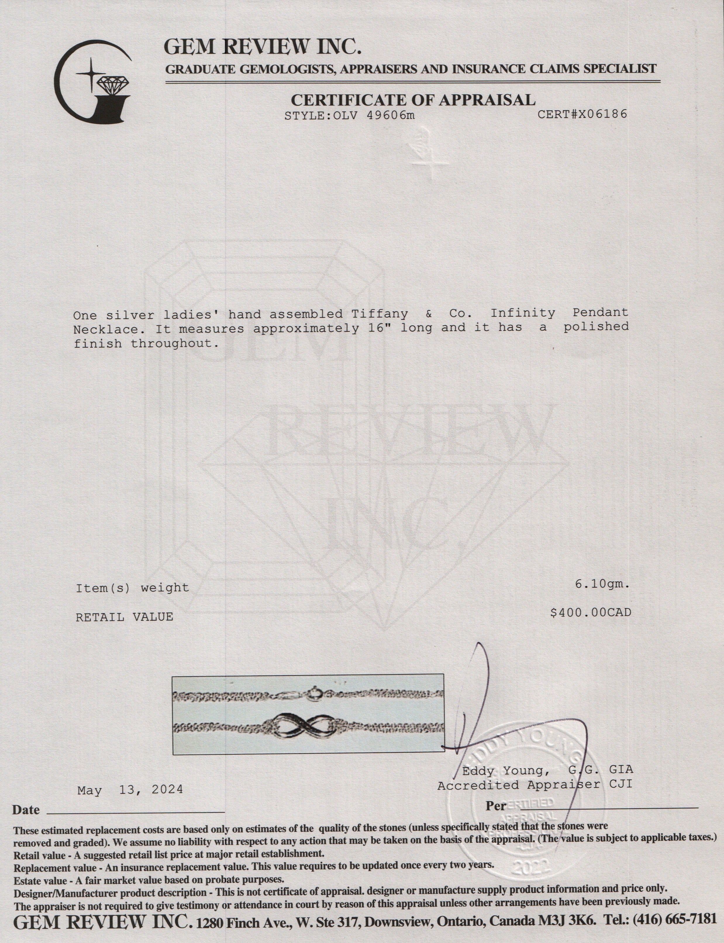 Tiffany & Co. Sterling Silver Infinity Pendant Necklace