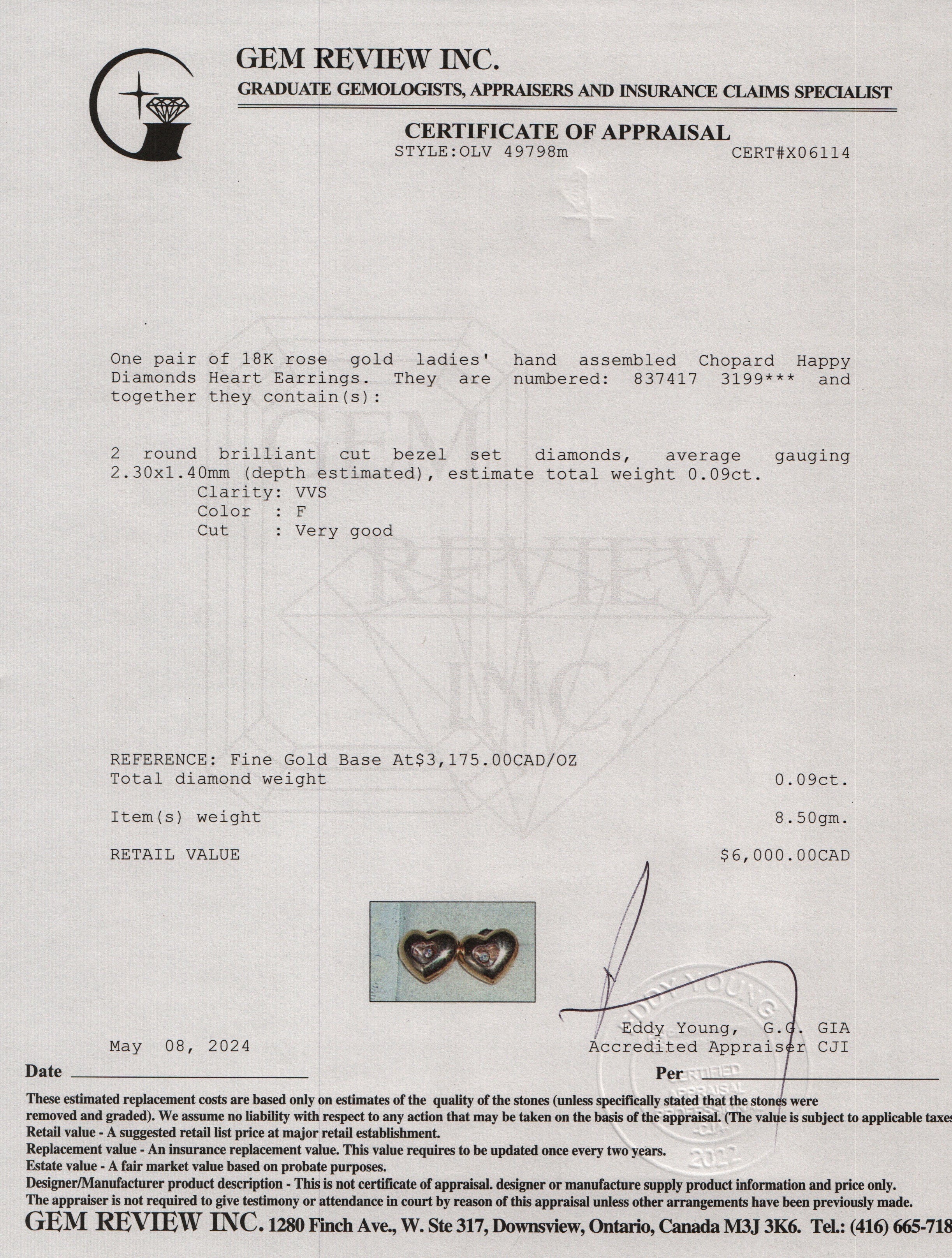 Chopard 18k Rose Gold Happy Diamonds Heart Earrings