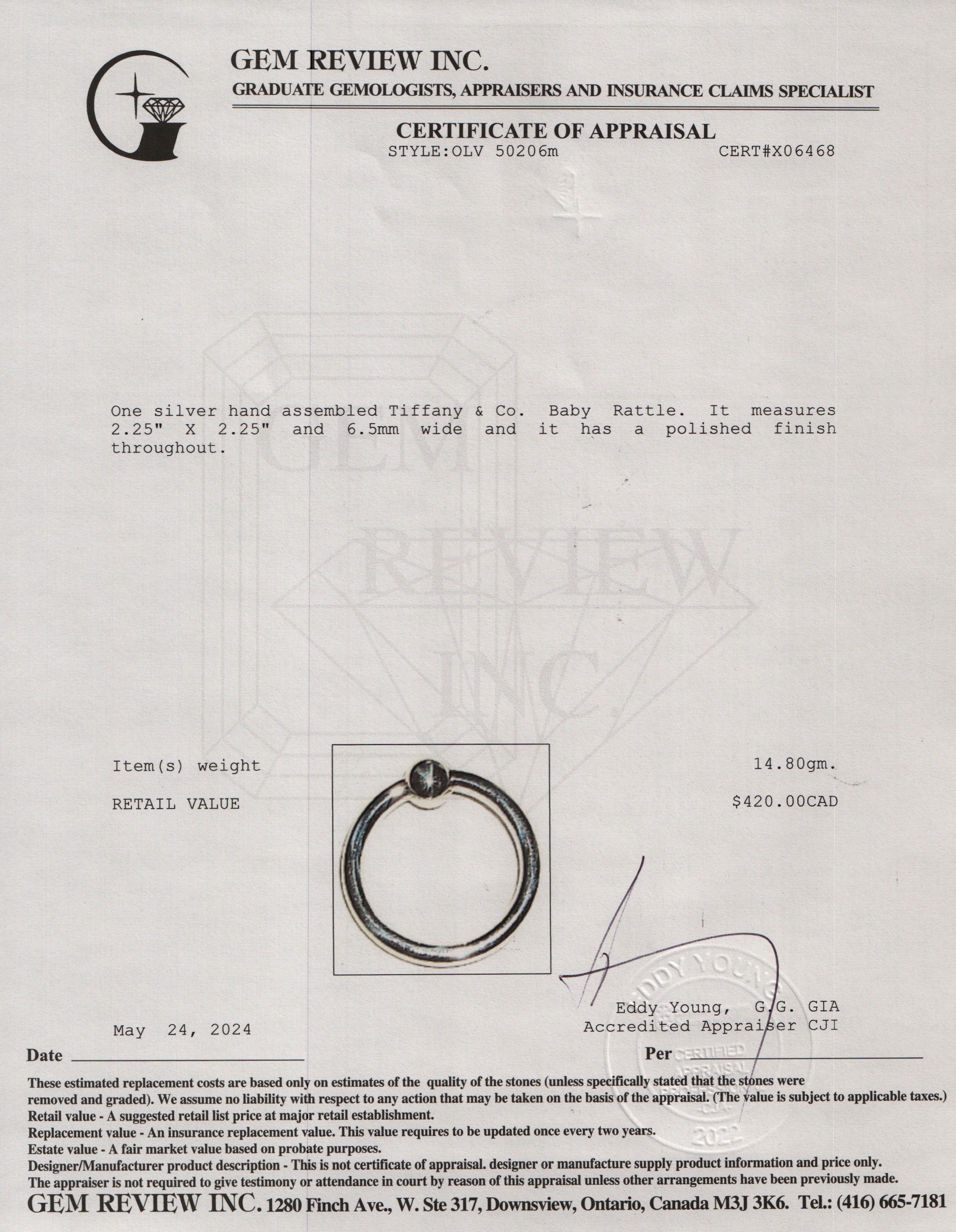 Tiffany & Co. Sterling Silver Baby Rattle