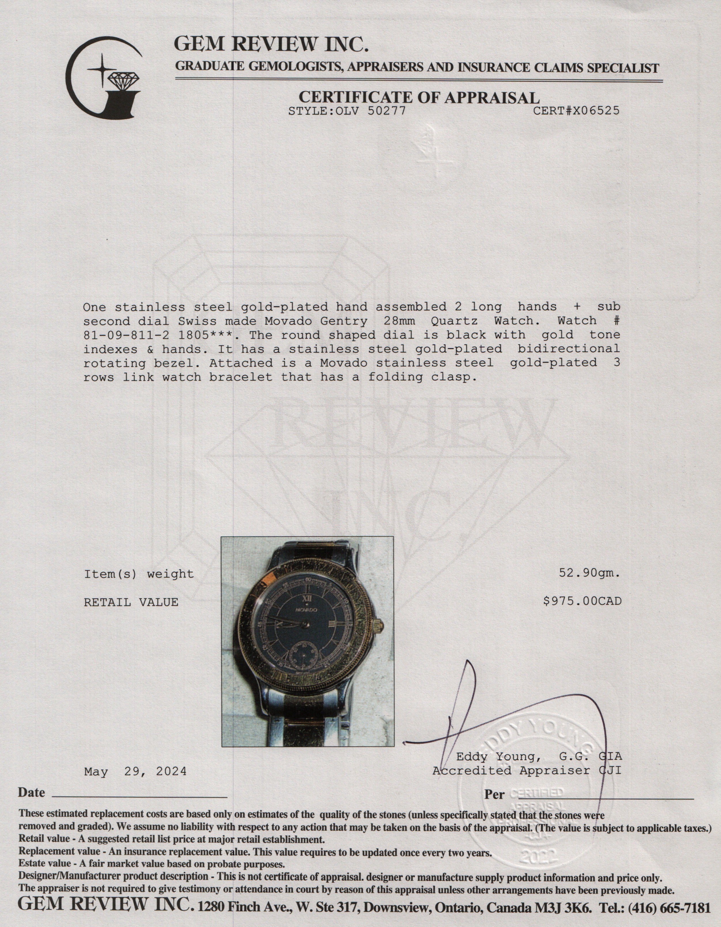 Movado Gold-Plated & Stainless Steel Gentry 28 MM Quartz Watch