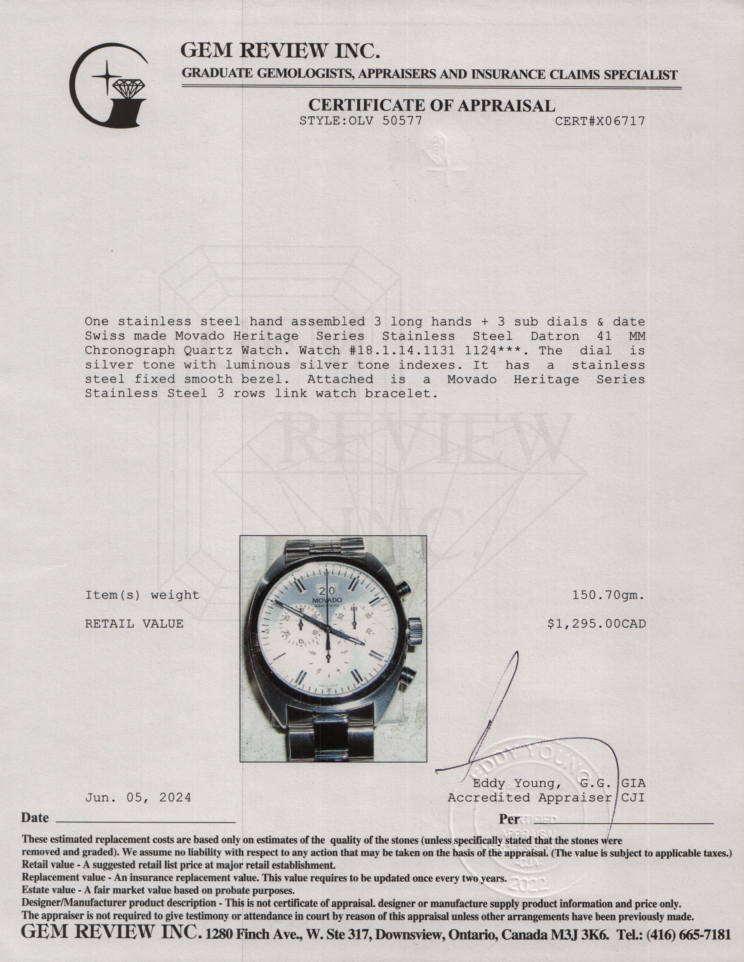 Movado Heritage Series Stainless Steel Datron 41 MM Chronograph Quartz Watch