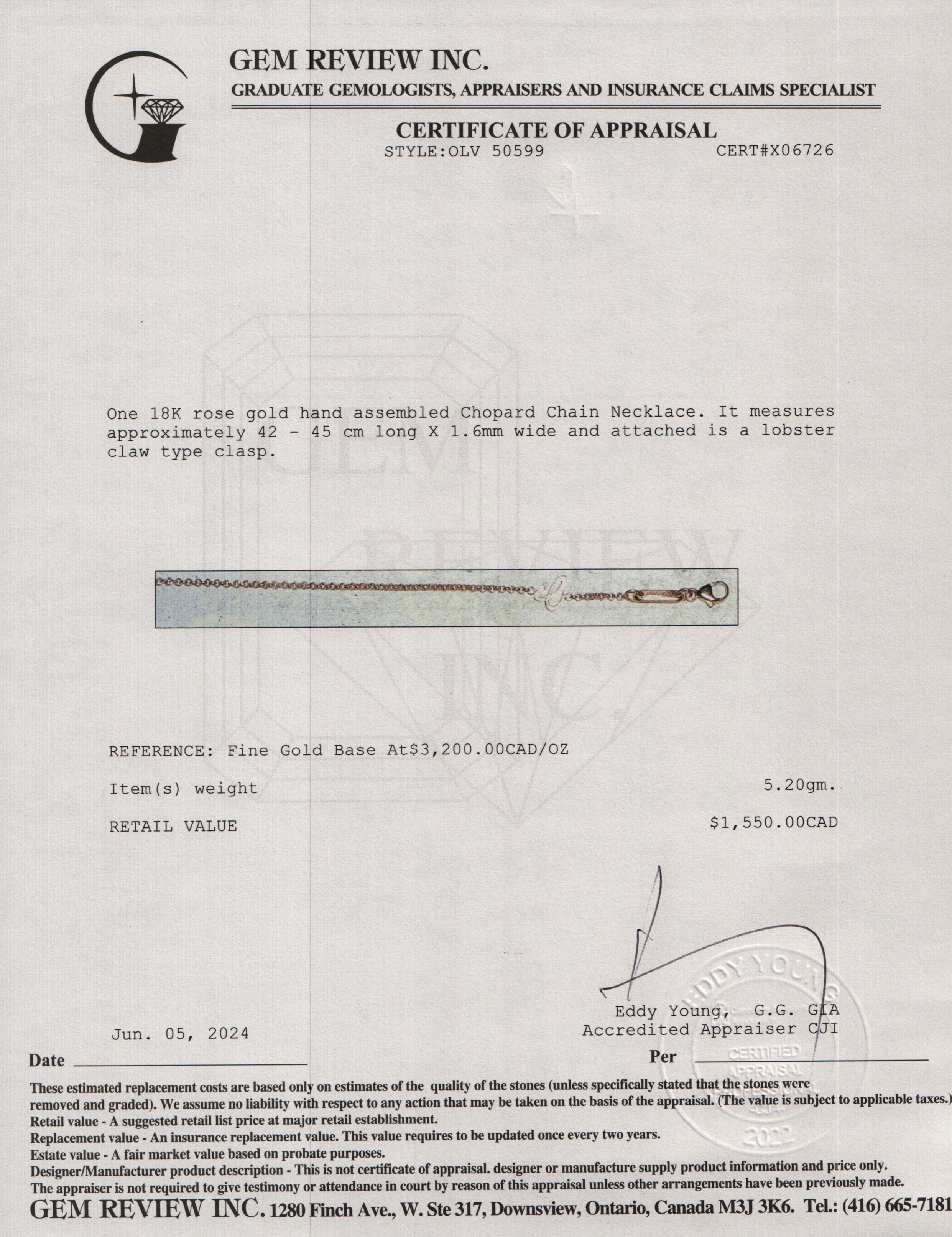 Chopard 18k Rose Gold Chain Necklace