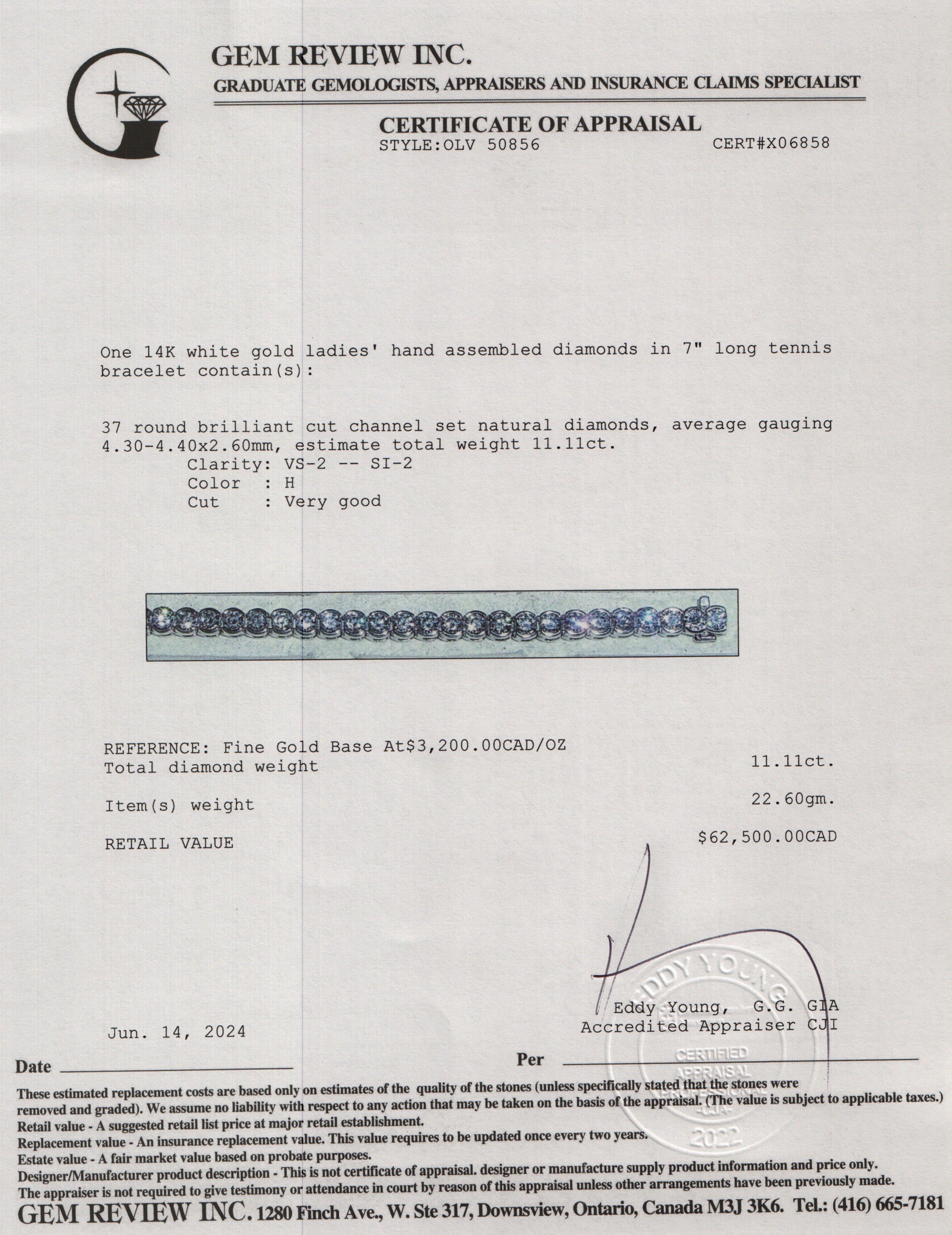 14k White Gold 12.61 tcw. Diamond Tennis Bracelet