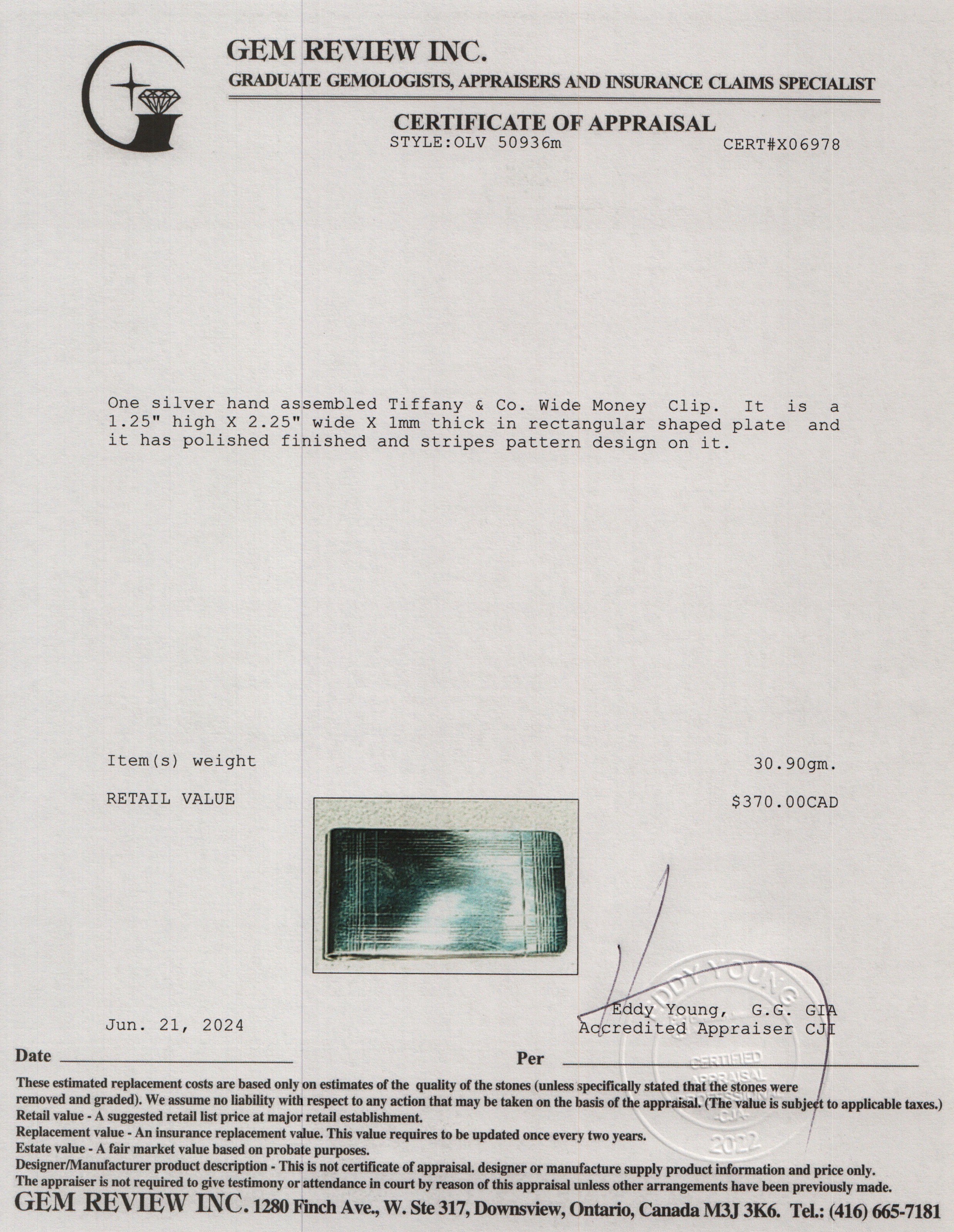 Tiffany & Co. Sterling Silver Wide Money Clip