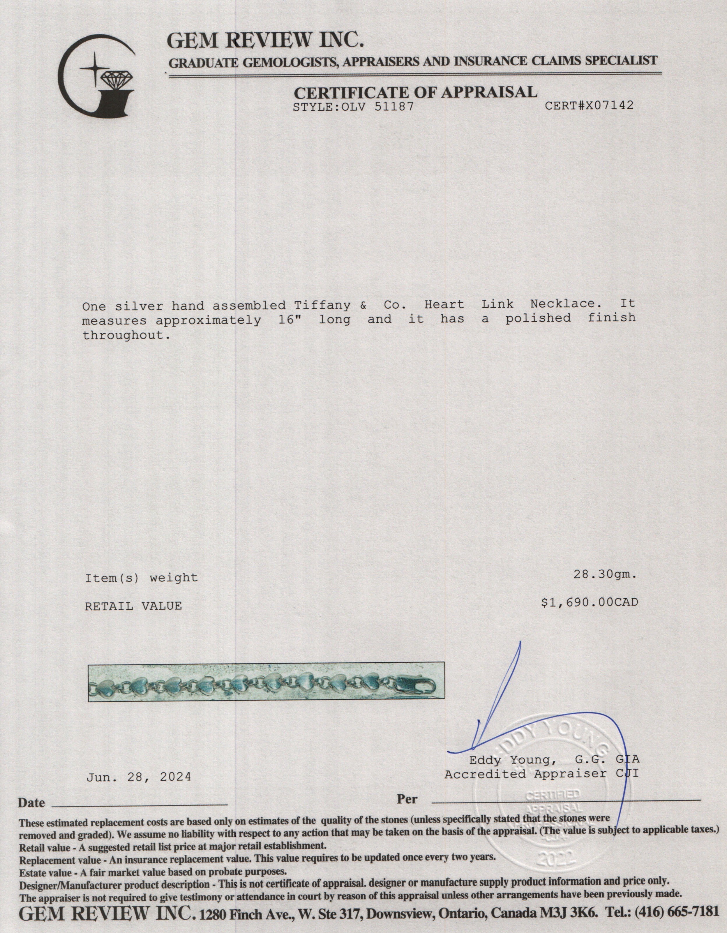 Tiffany & Co. Sterling Silver Heart Link Necklace