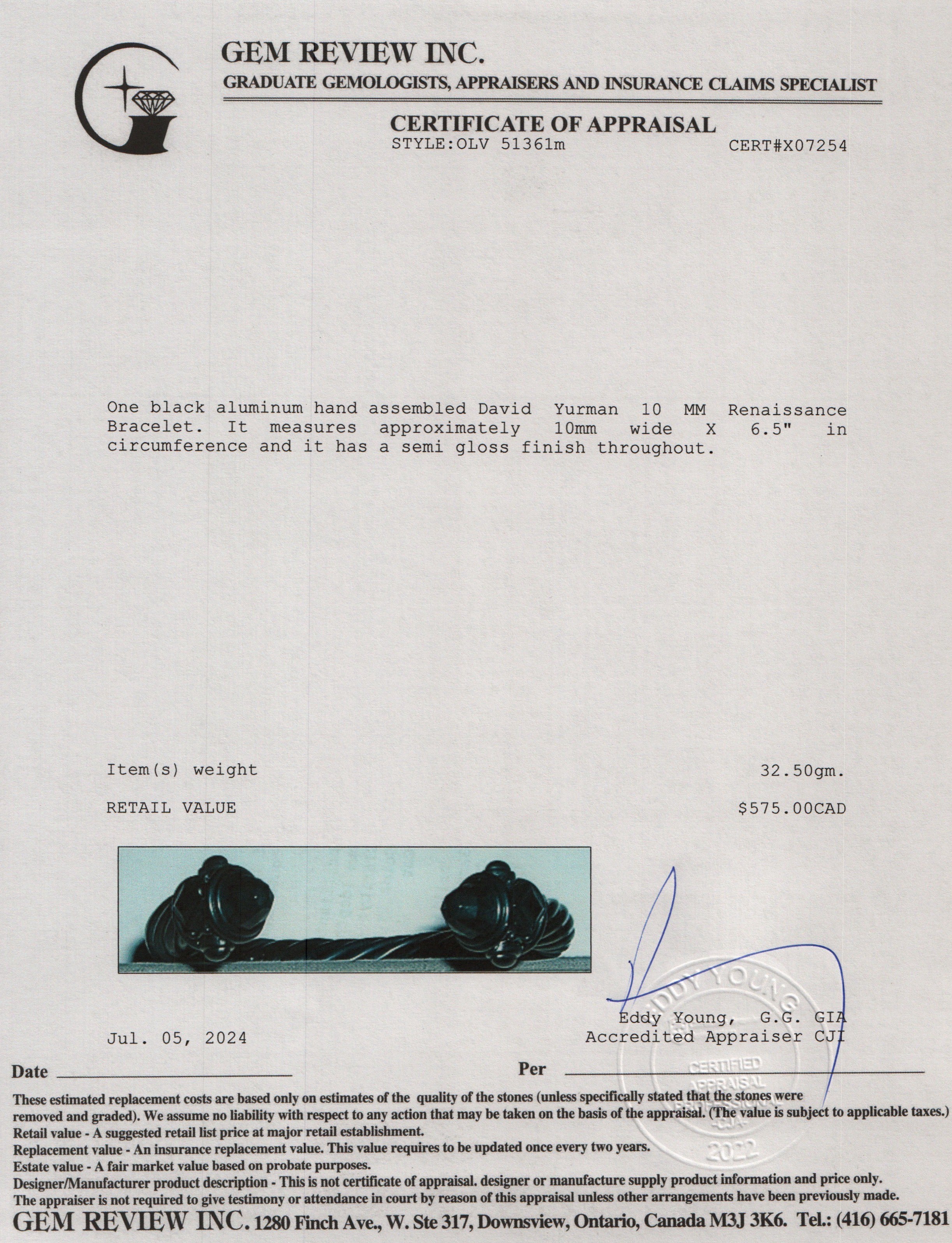 David Yurman Black Aluminium 10 MM Renaissance Bracelet