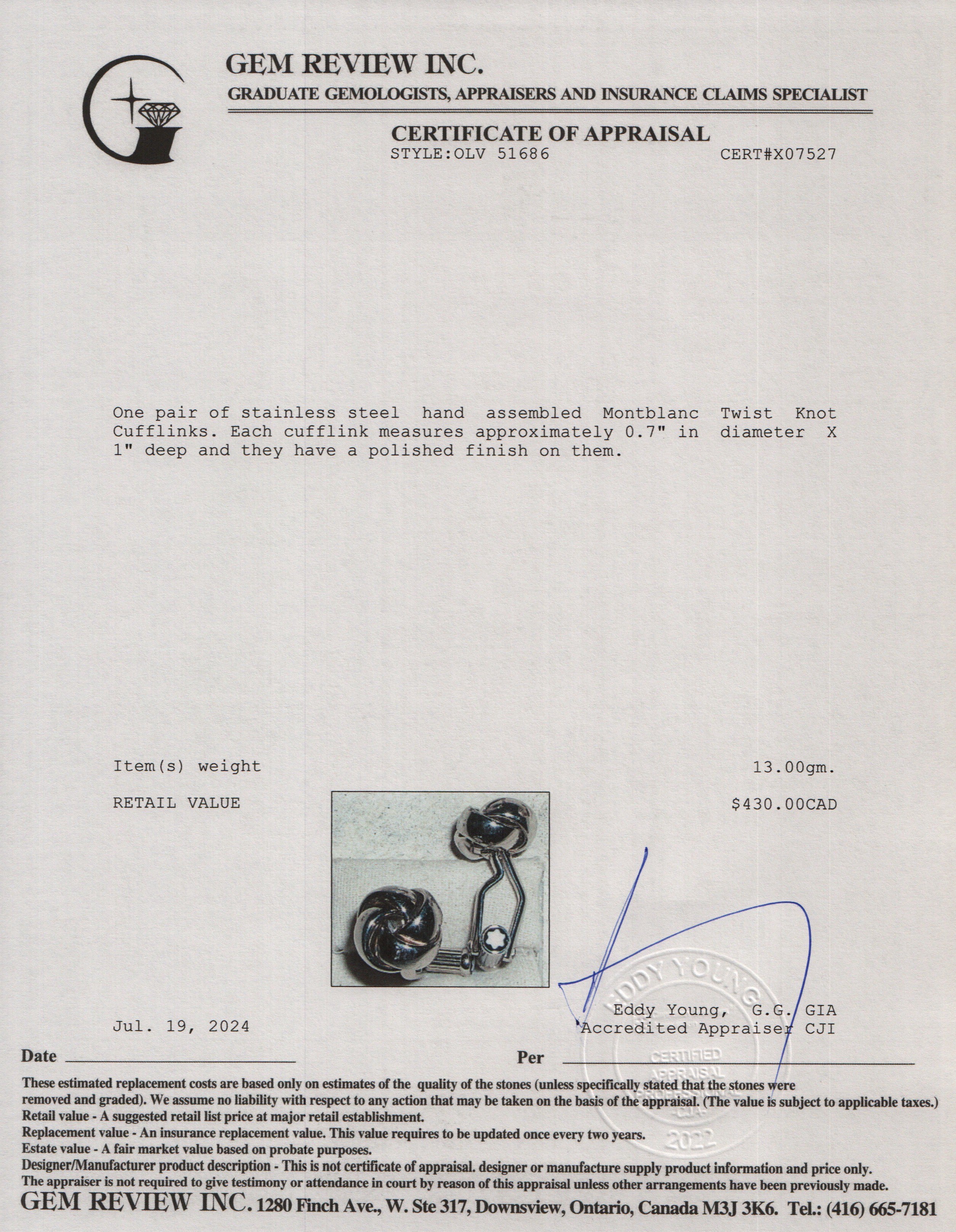 Montblanc Stainless Steel Twist Knot Cufflinks