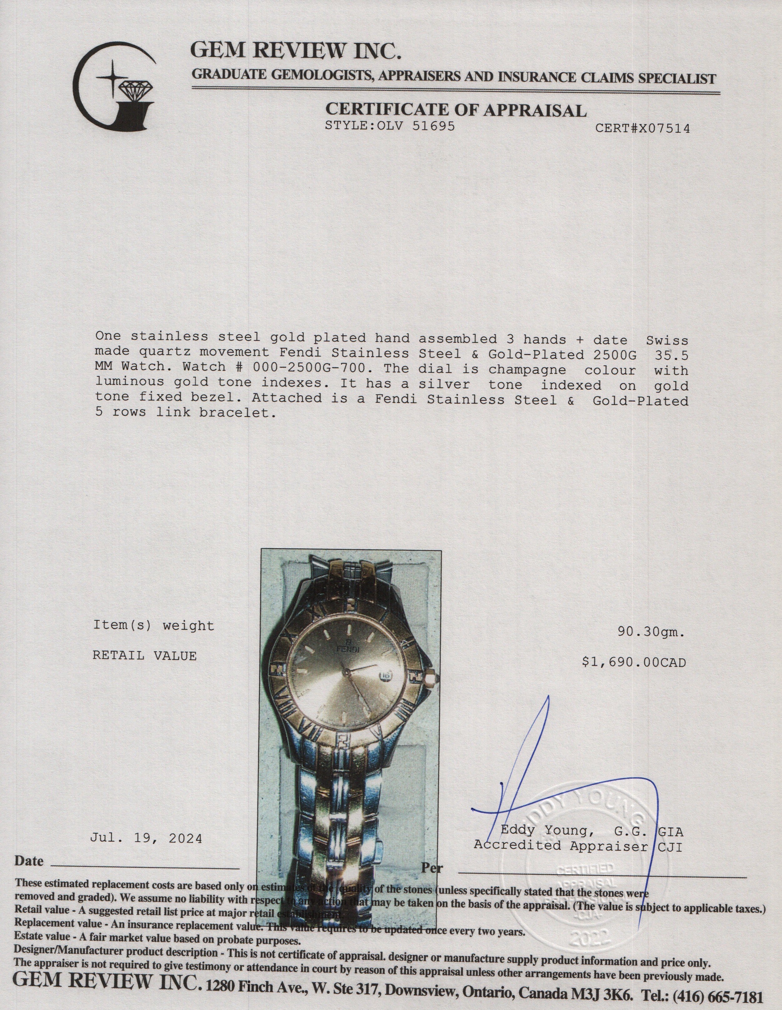 Fendi Stainless Steel & Gold-Plated 2500G 35.5 MM Watch