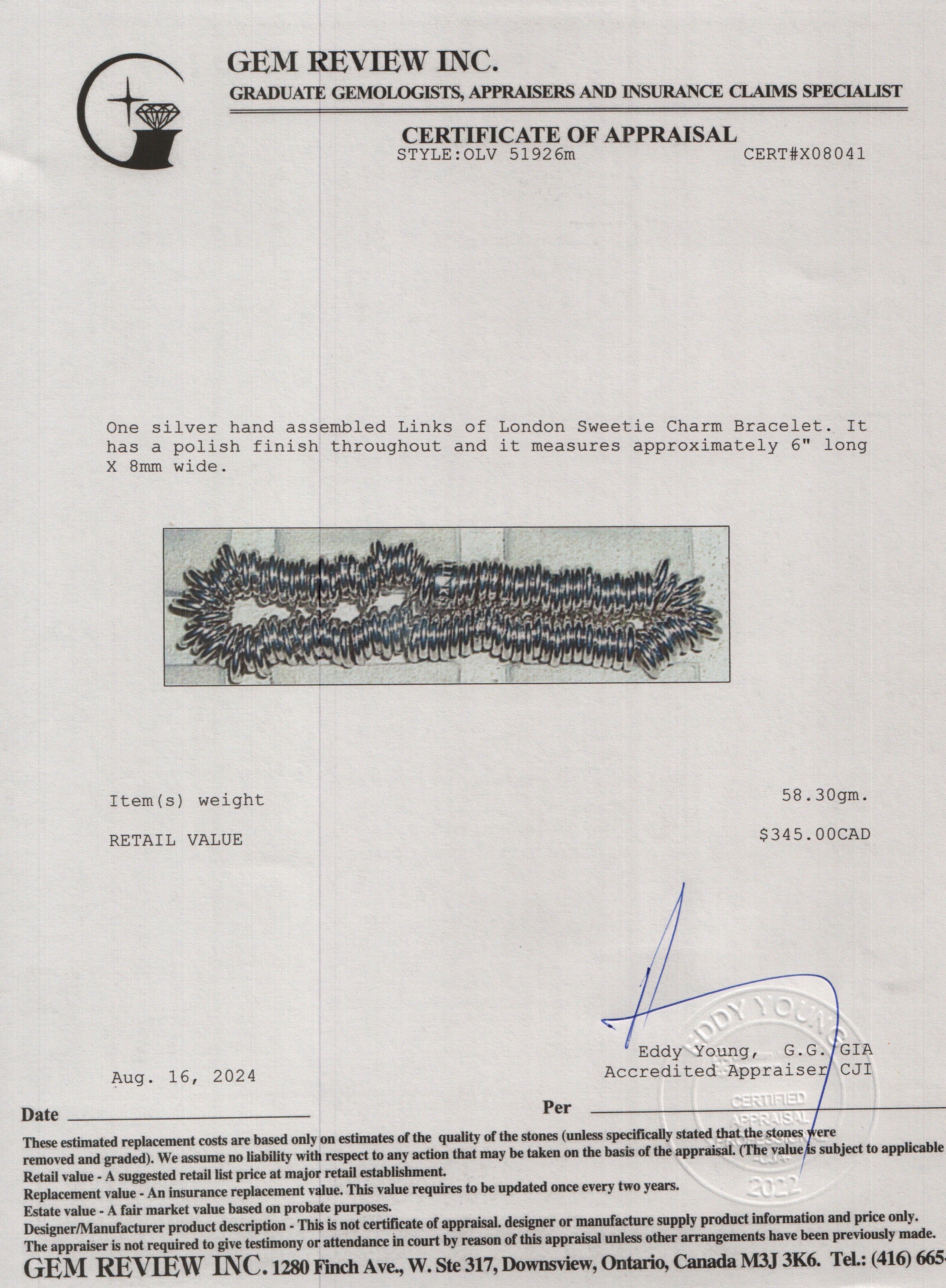 Links of London Sterling Silver Sweetie Charm Bracelet