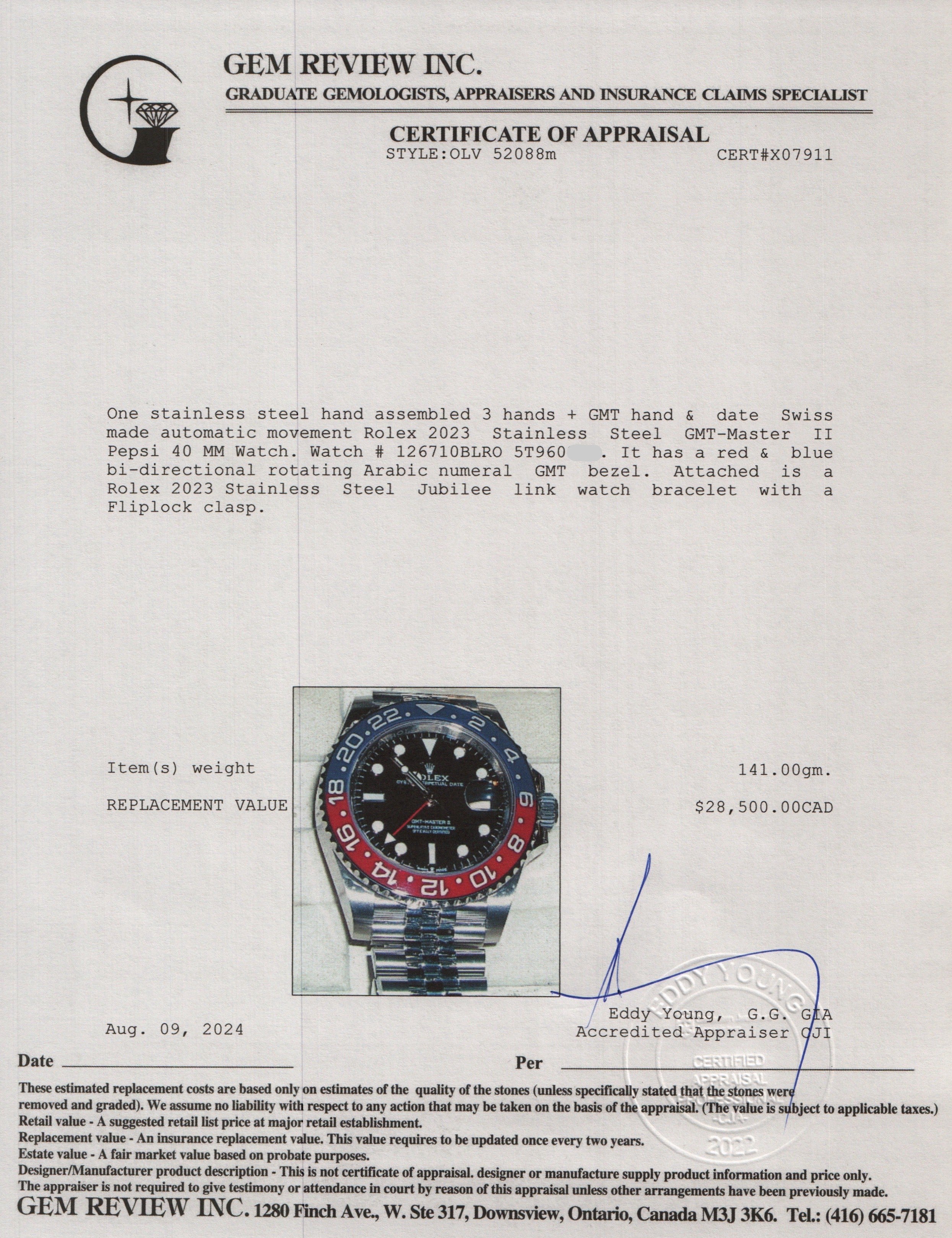 Rolex 2023 Stainless Steel GMT-Master II Pepsi 40 MM Watch 126710BLRO w/ Box & Papers