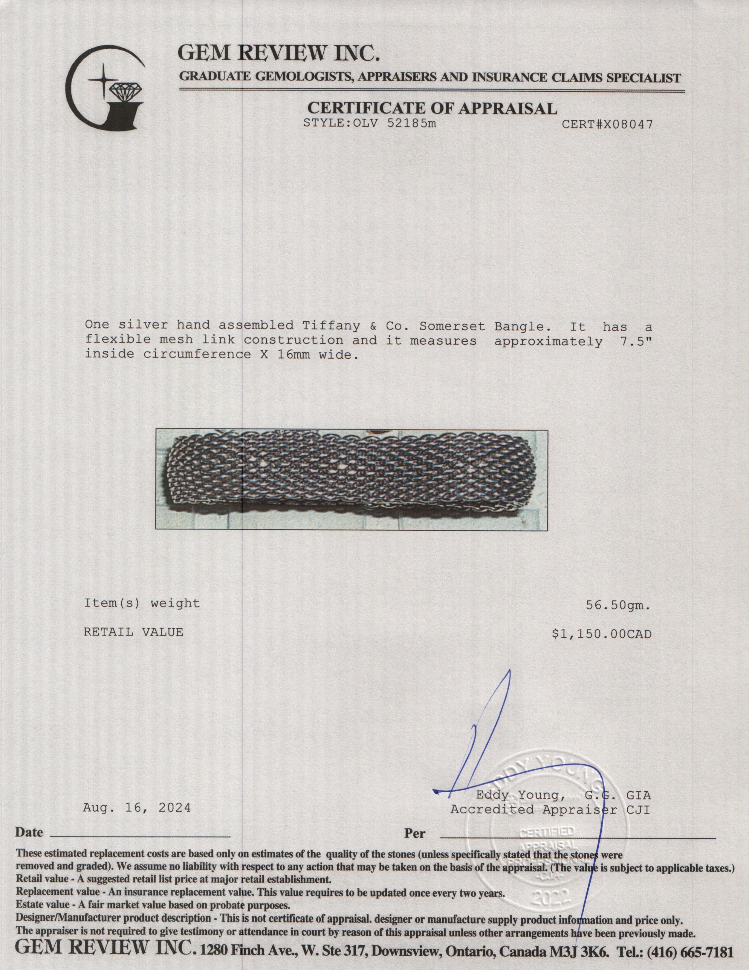 Tiffany & Co. Sterling Silver Somerset Bangle