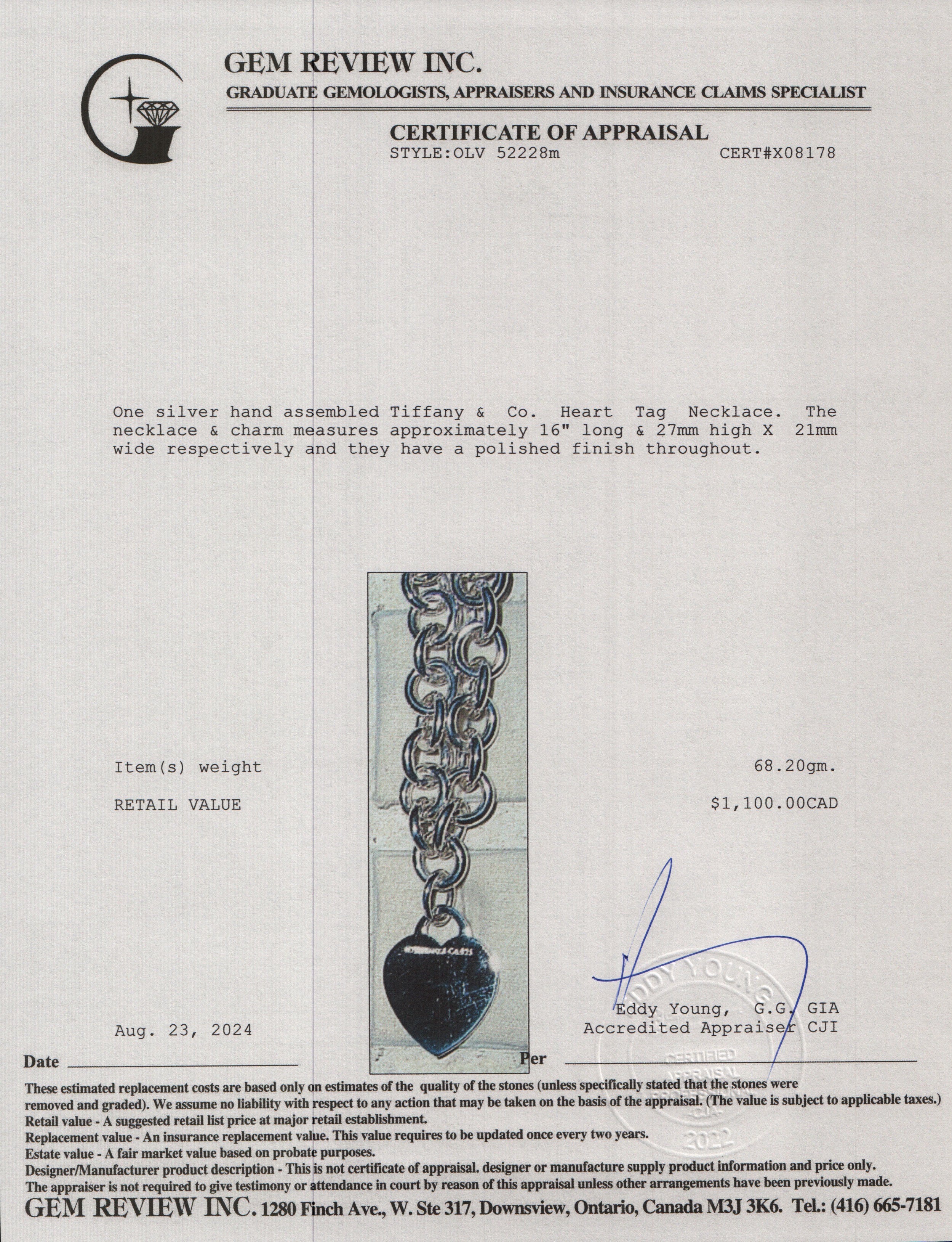 Tiffany & Co. Sterling Silver Heart Tag Necklace