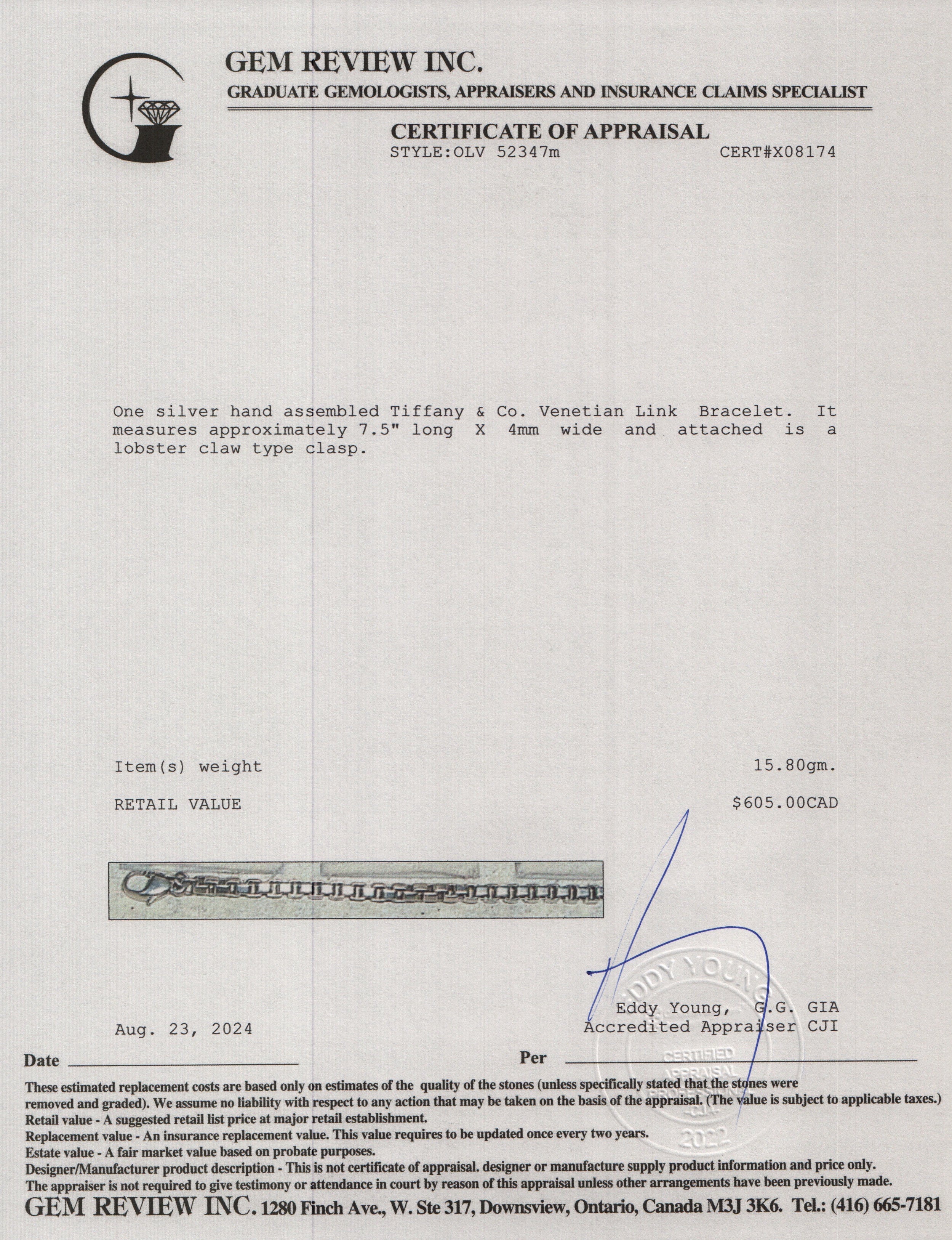 Tiffany & Co. Sterling Silver Venetian Link Bracelet