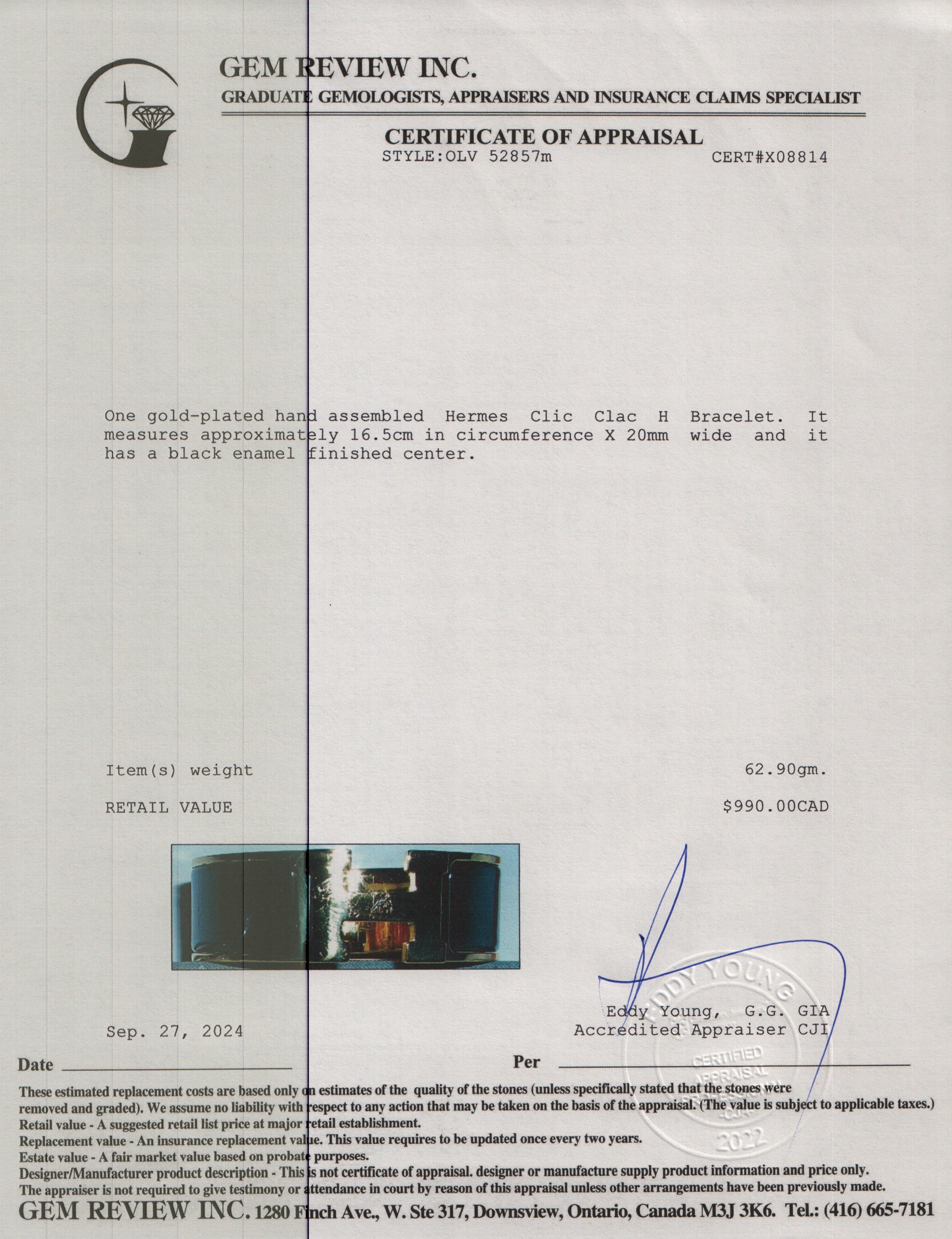 Hermes Gold-Plated Black Enamel Clic Clac H Bracelet