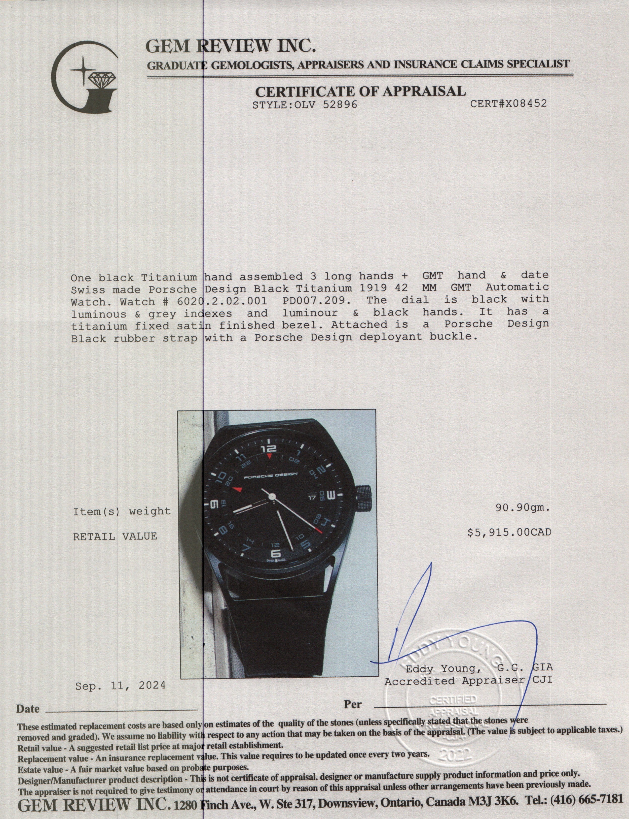 Porsche Design Black Titanium 1919 42 MM GMT Automatic Watch w/ Box & Papers