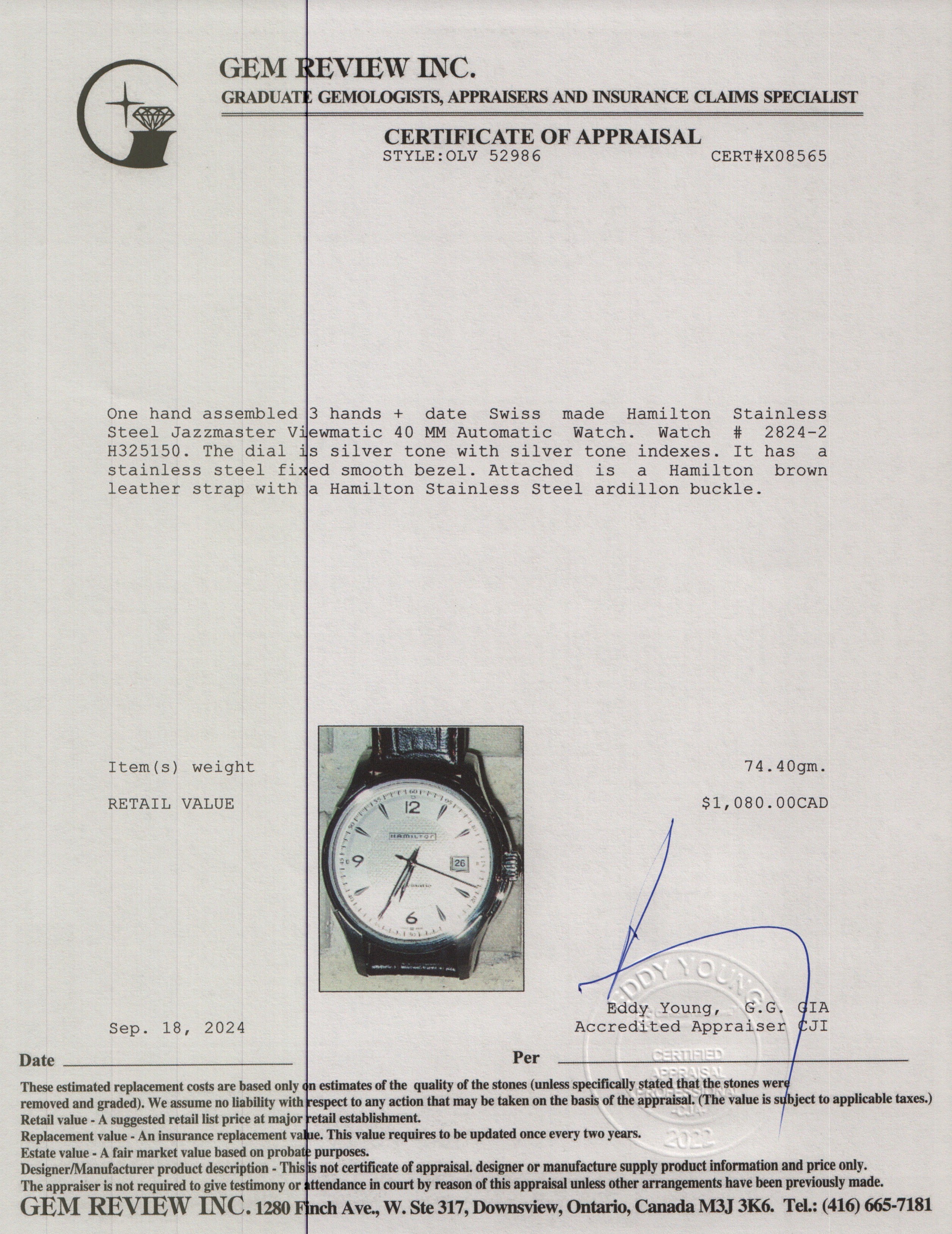 Hamilton Stainless Steel Jazzmaster Viewmatic 40 MM Automatic Watch