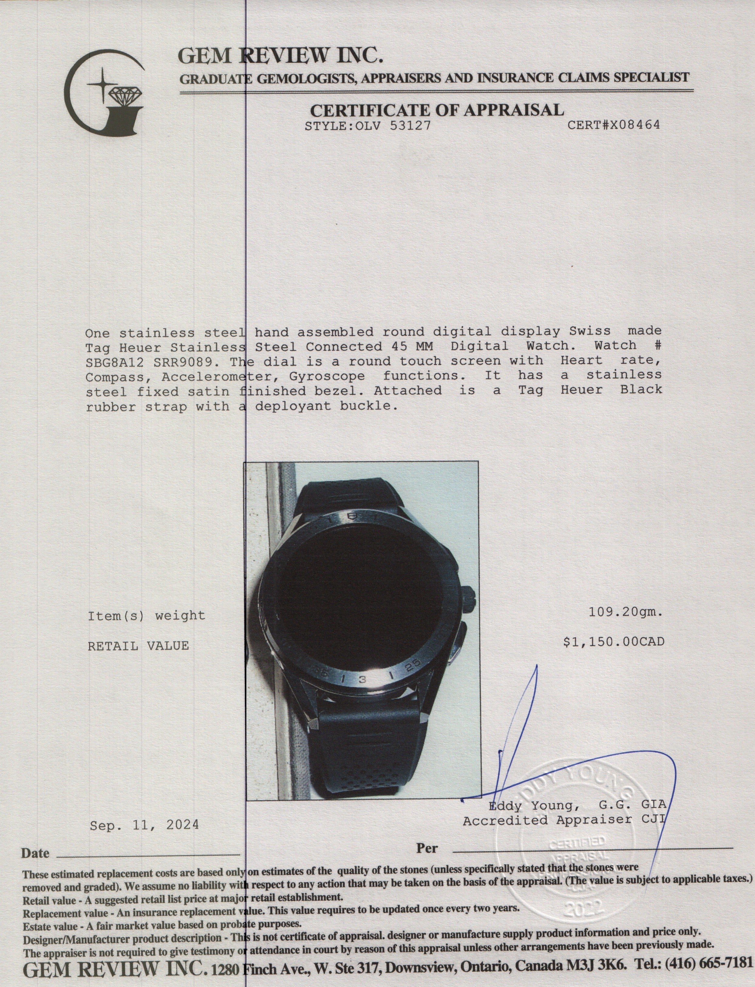 Tag Heuer Stainless Steel Connected 45 MM Digital Watch SBG8A12 w/ Charger