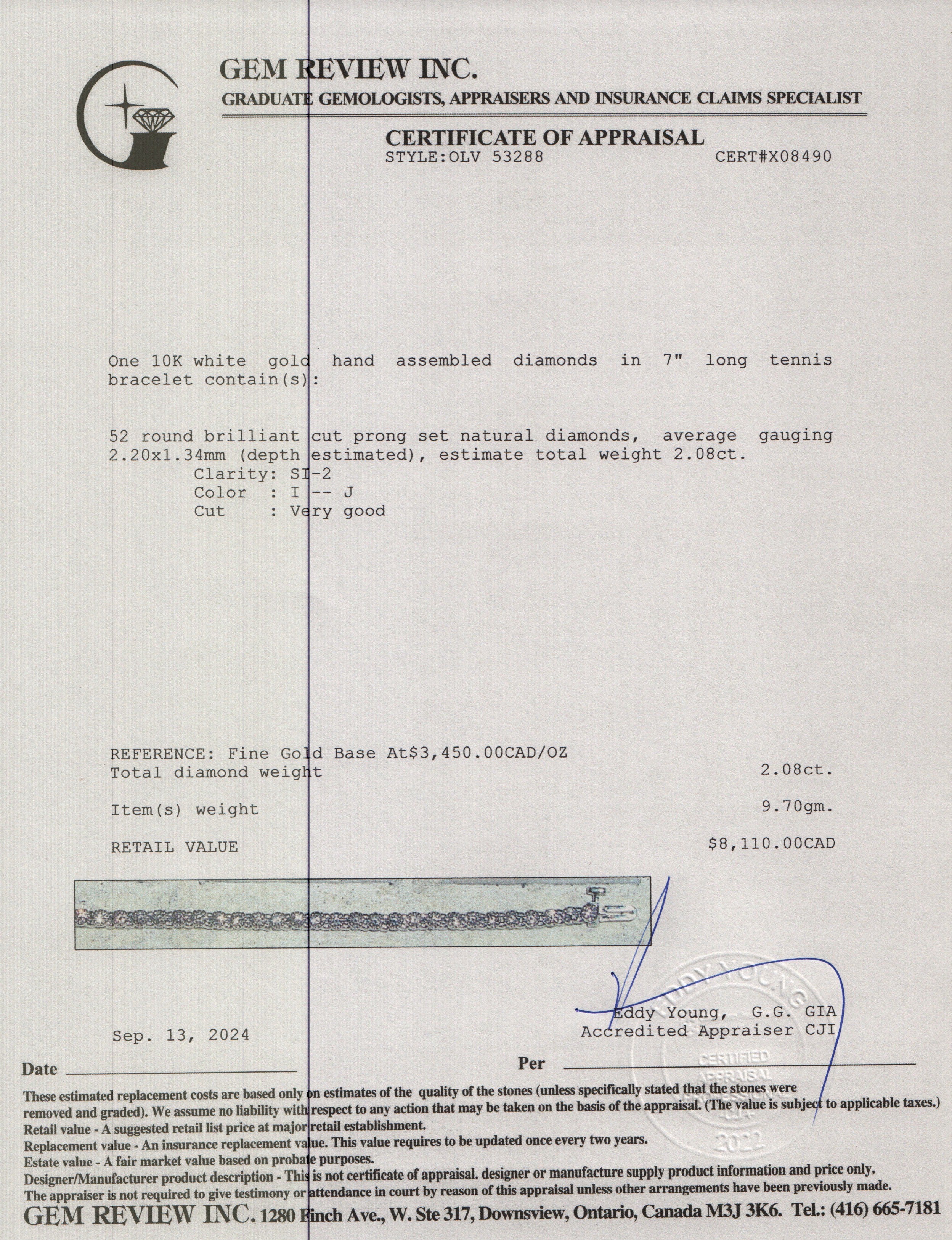 10k White Gold 2.08 tcw. Diamond Tennis Bracelet