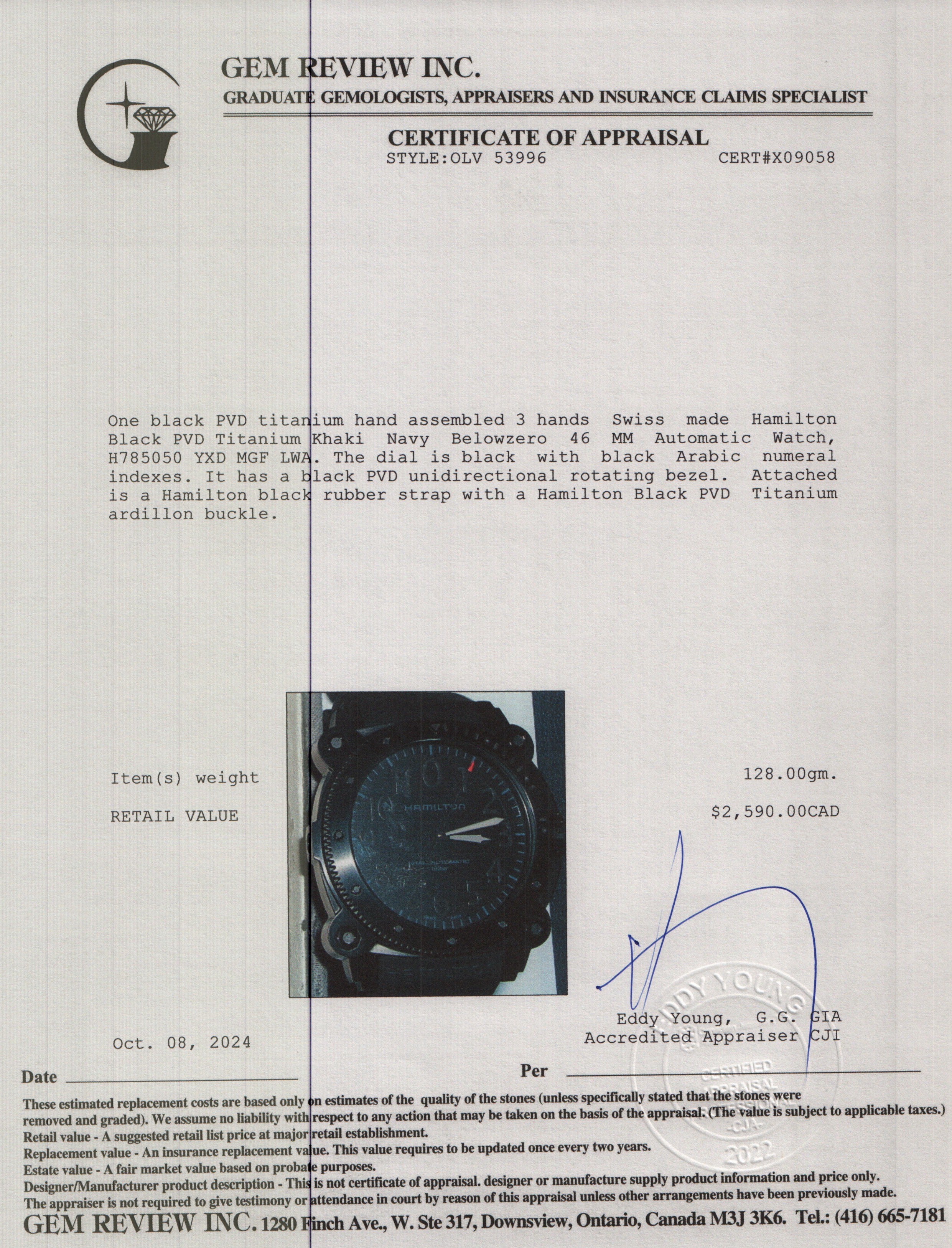 Hamilton Black PVD Titanium Khaki Navy Belowzero 46 MM Automatic Watch w/ Box & Papers