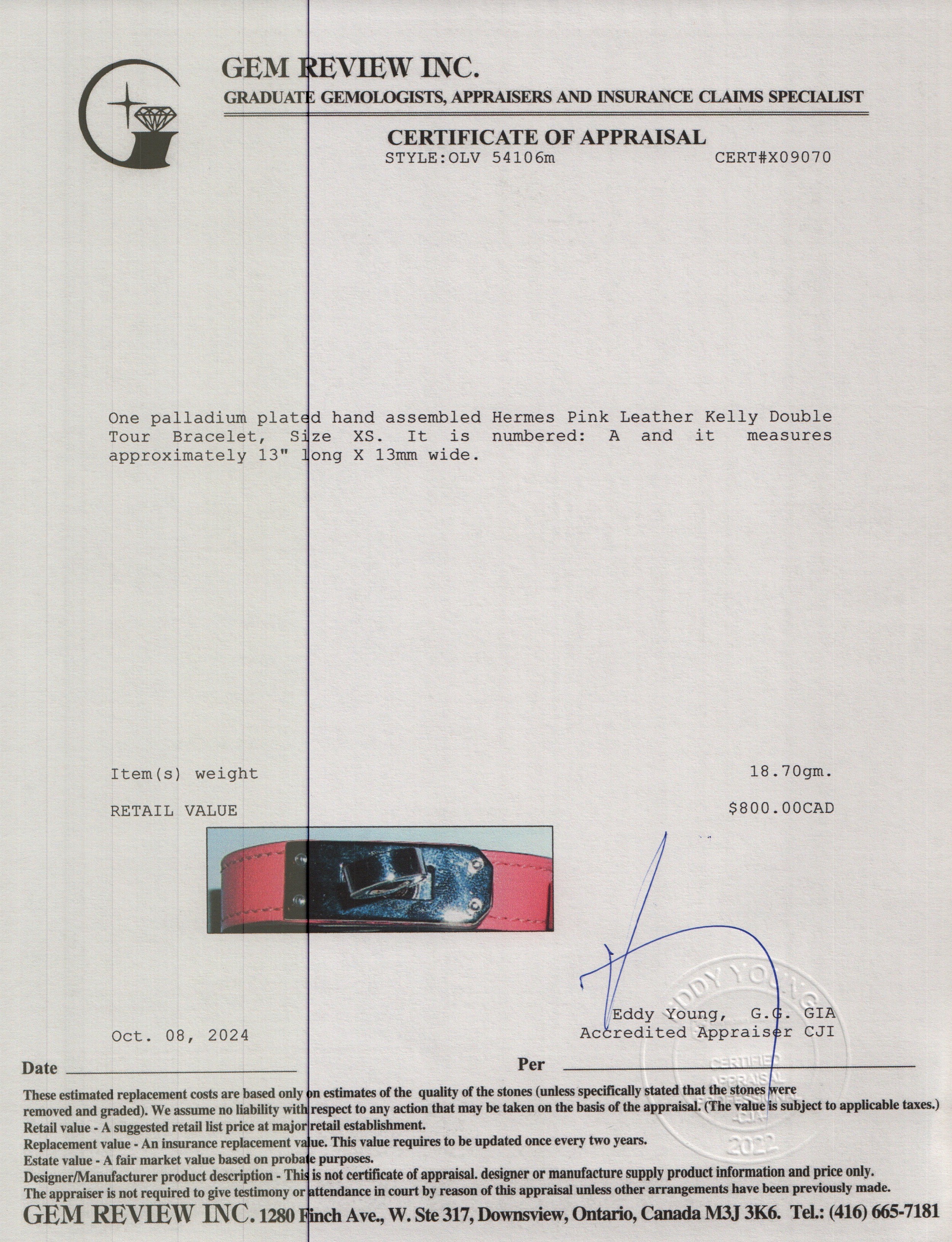 Hermes Palladium Plated Pink Leather Kelly Double Tour Bracelet, Size XS