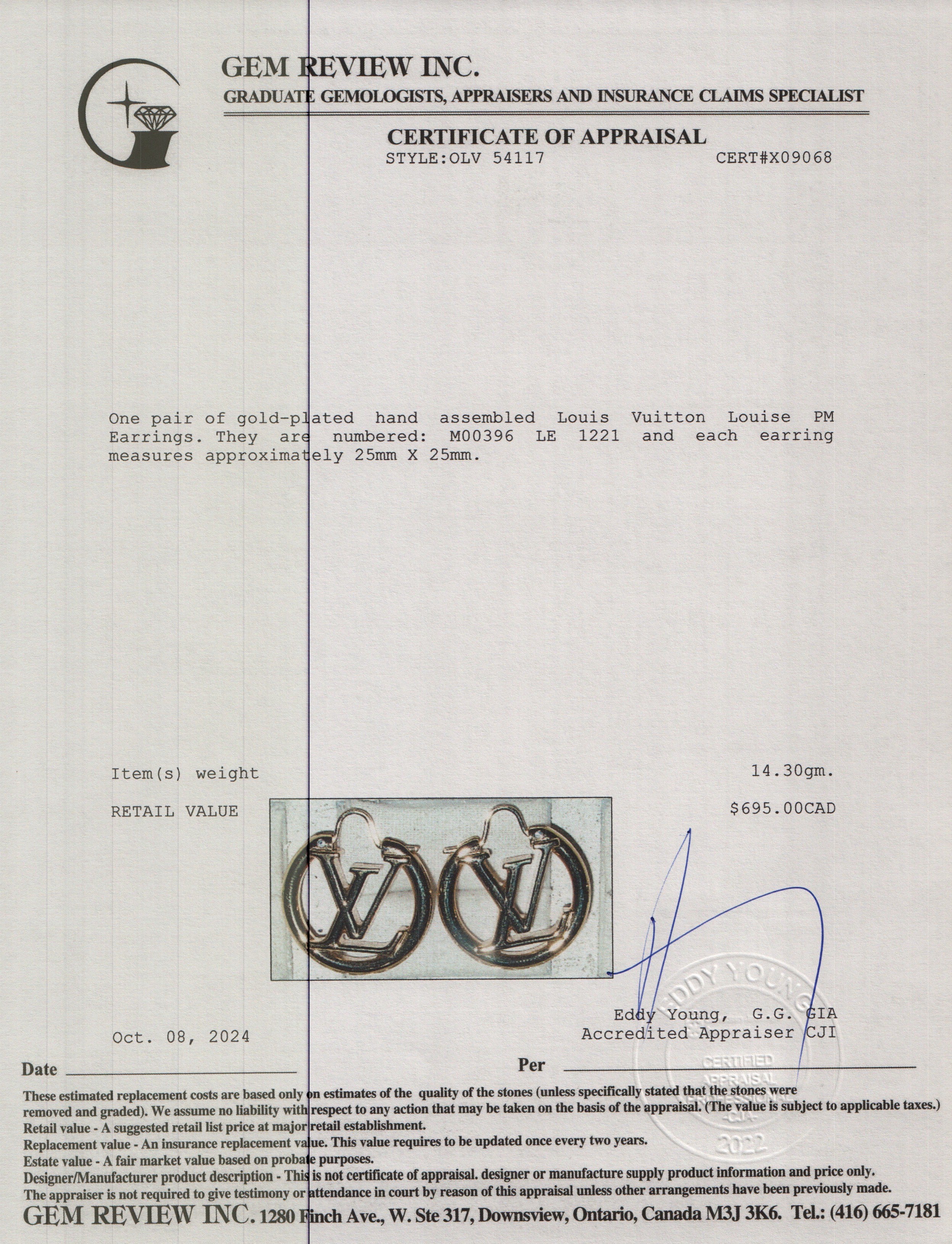 Louis Vuitton Gold-Plated Louise PM Earrings