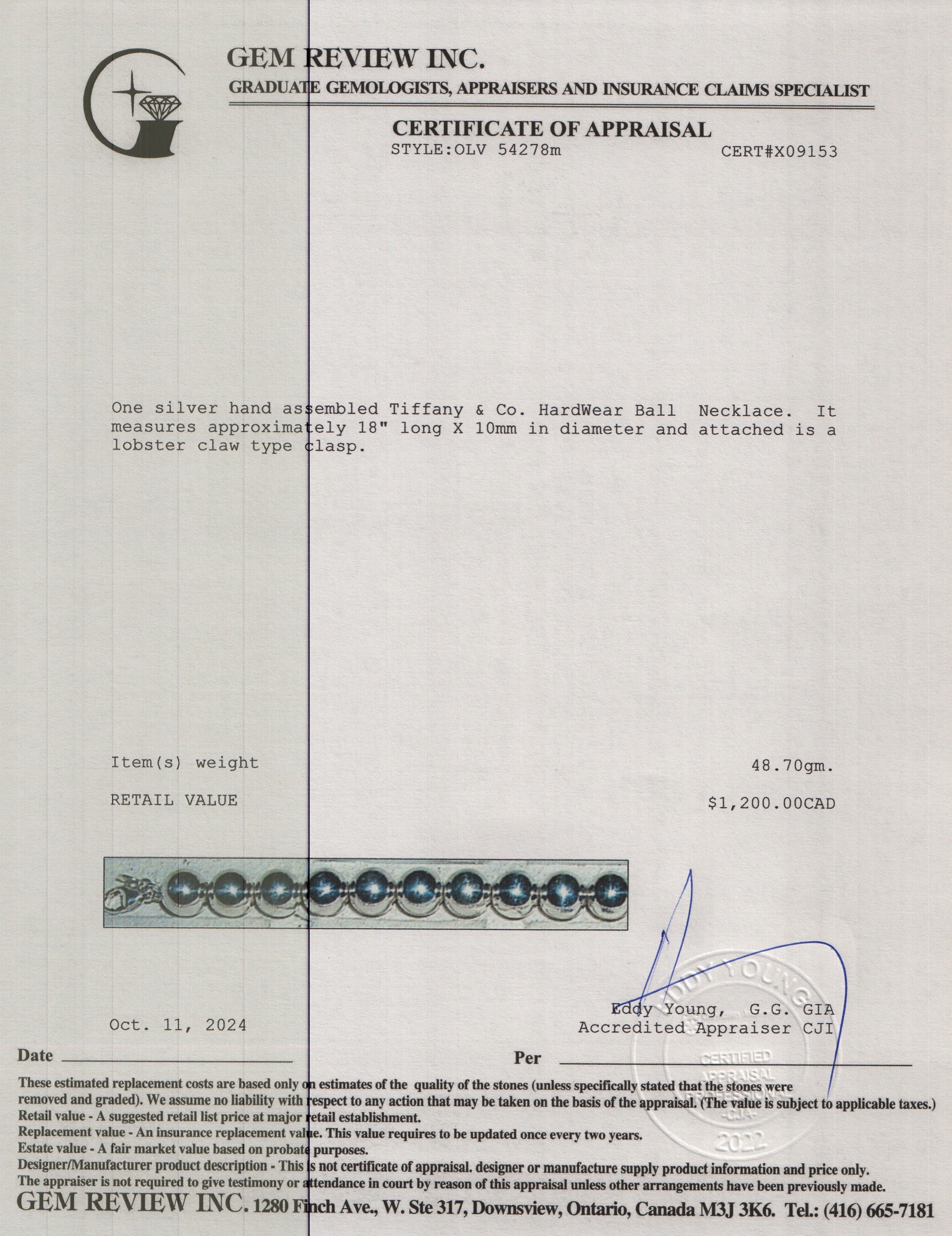 Tiffany & Co. Sterling Silver HardWear Ball Necklace