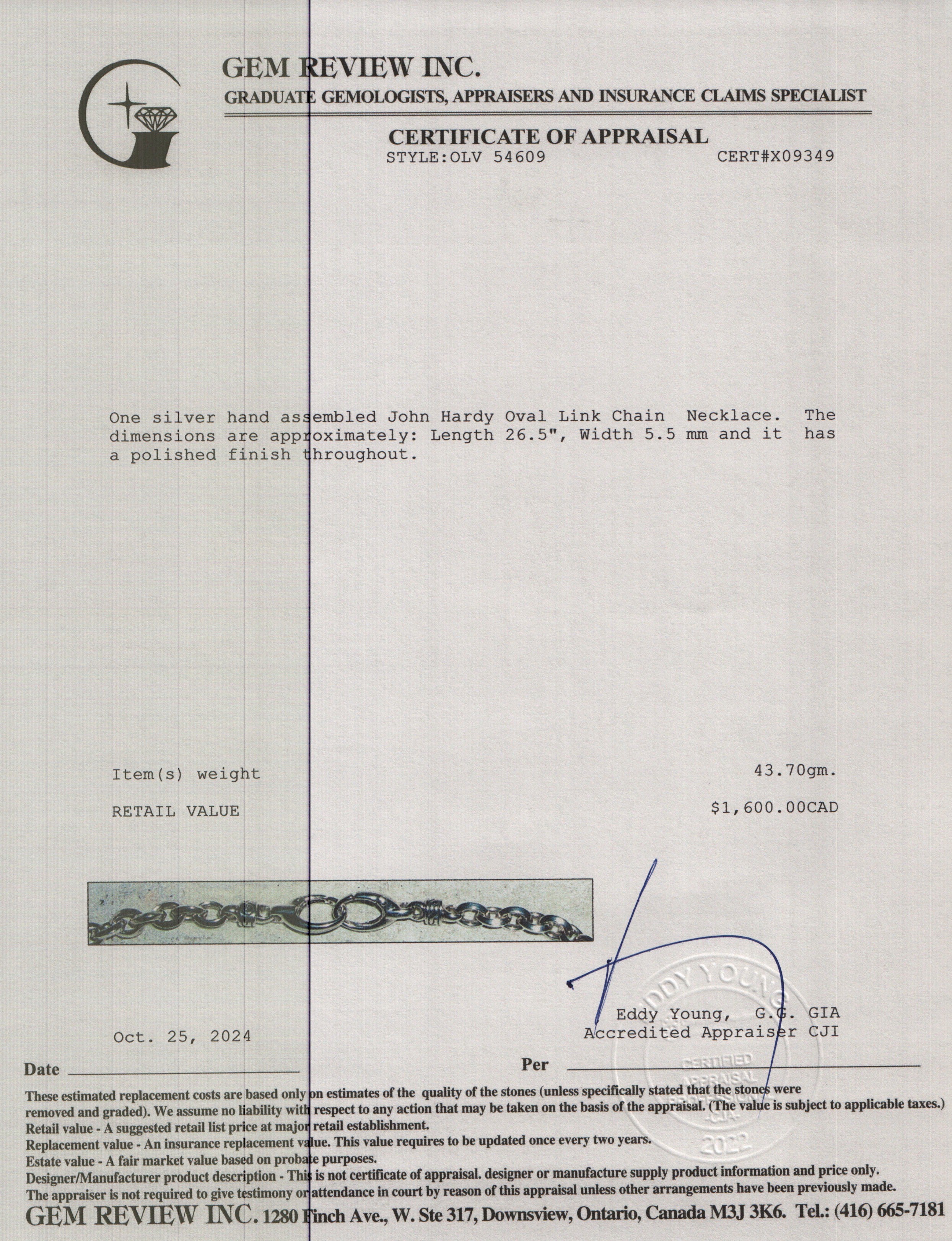 John Hardy Sterling Silver Oval Link Chain Necklace