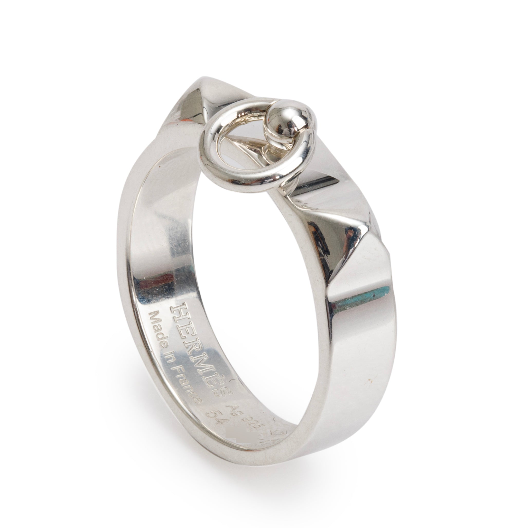 Hermes 2023 Sterling Silver Collier de Chien Ring, Small Model Size 54 7 w/ Box & Receipt