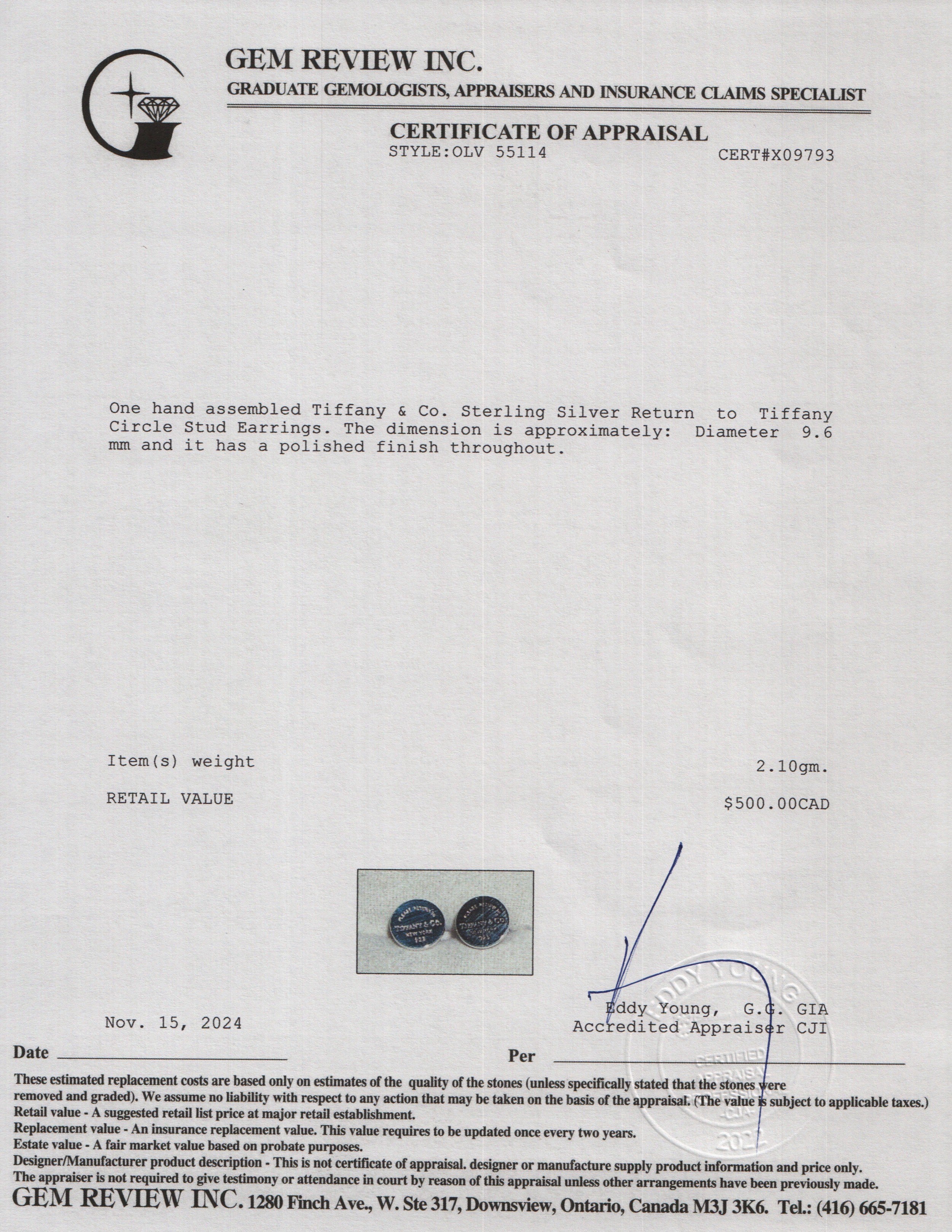 Tiffany & Co. Sterling Silver Return to Tiffany Circle Stud Earrings