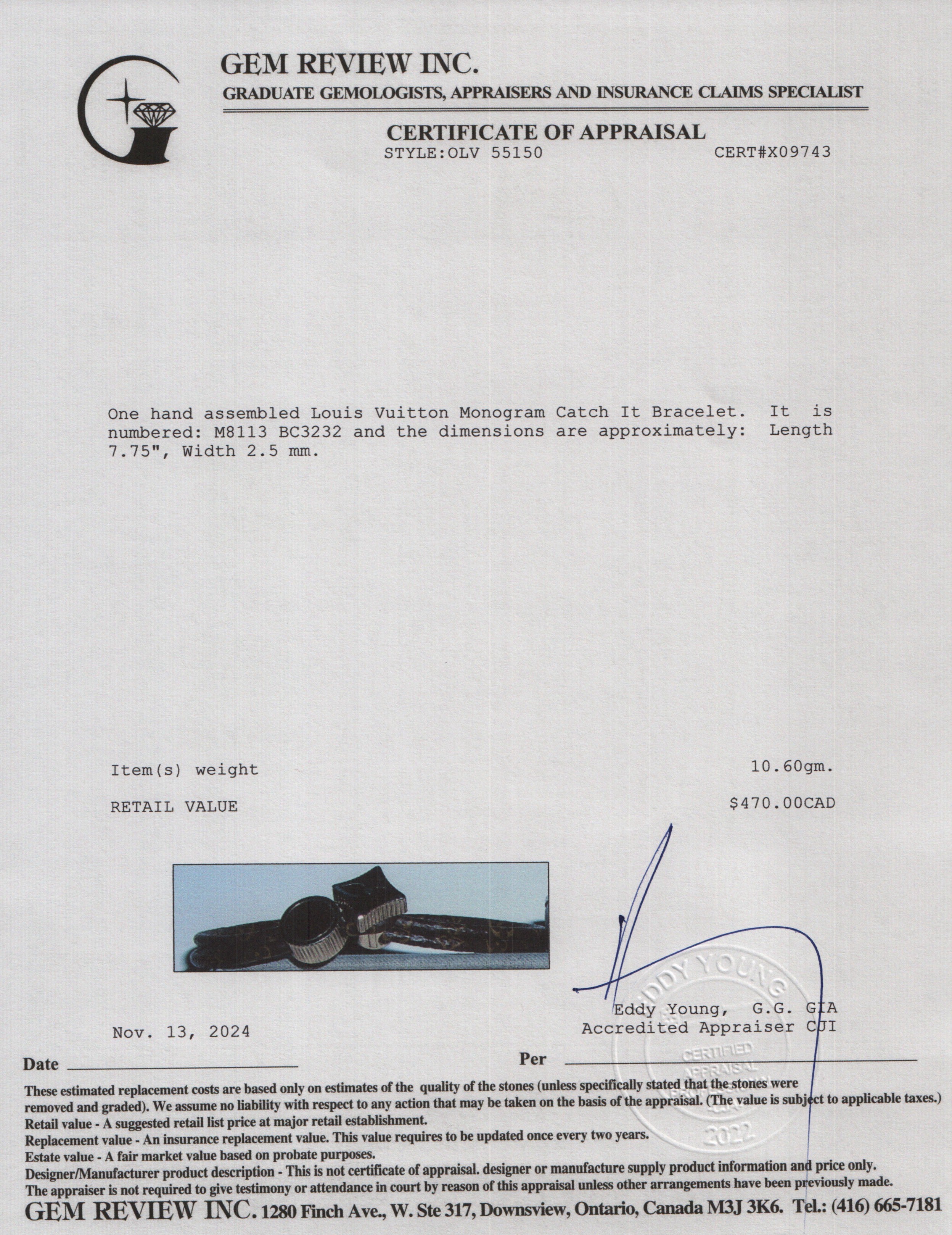 Louis Vuitton Monogram Catch It Bracelet w/ Box