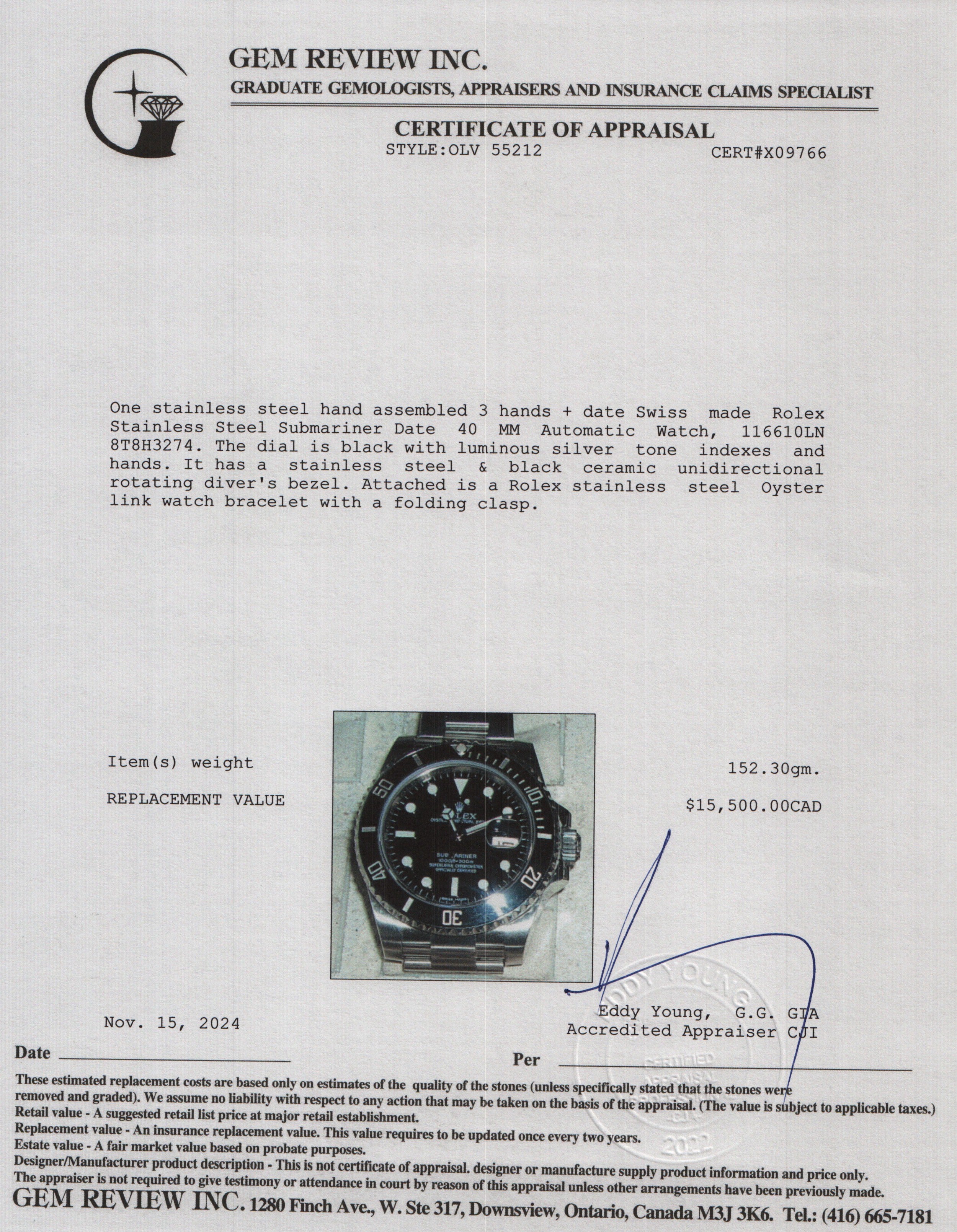 Rolex Stainless Steel Submariner Date 40 MM Automatic Watch 116610LN w/ Box & Papers