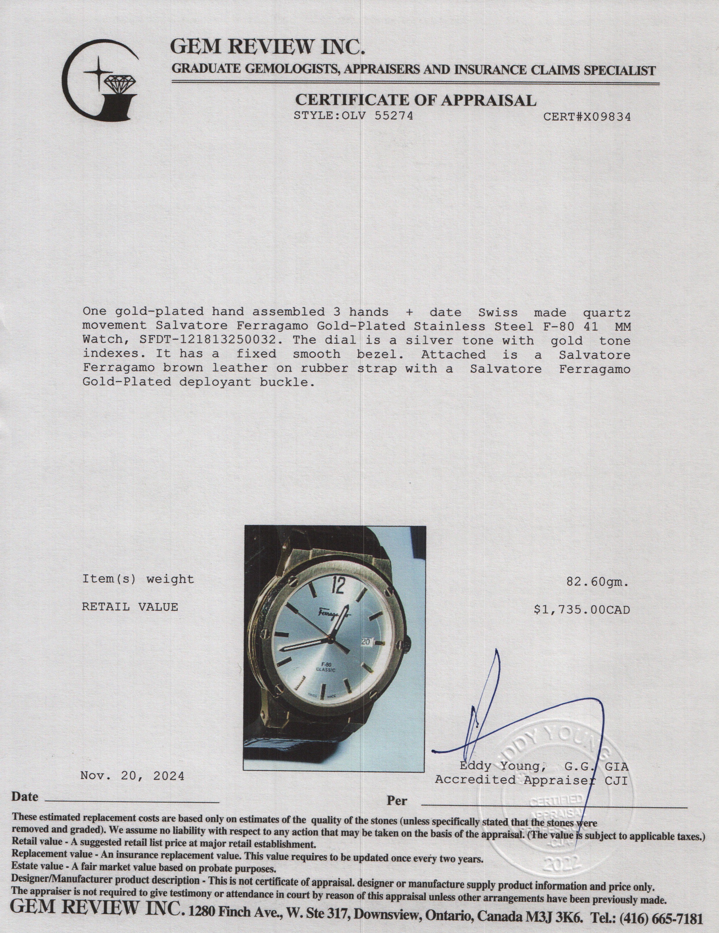 Salvatore Ferragamo Gold-Plated Stainless Steel F-80 41 MM Watch