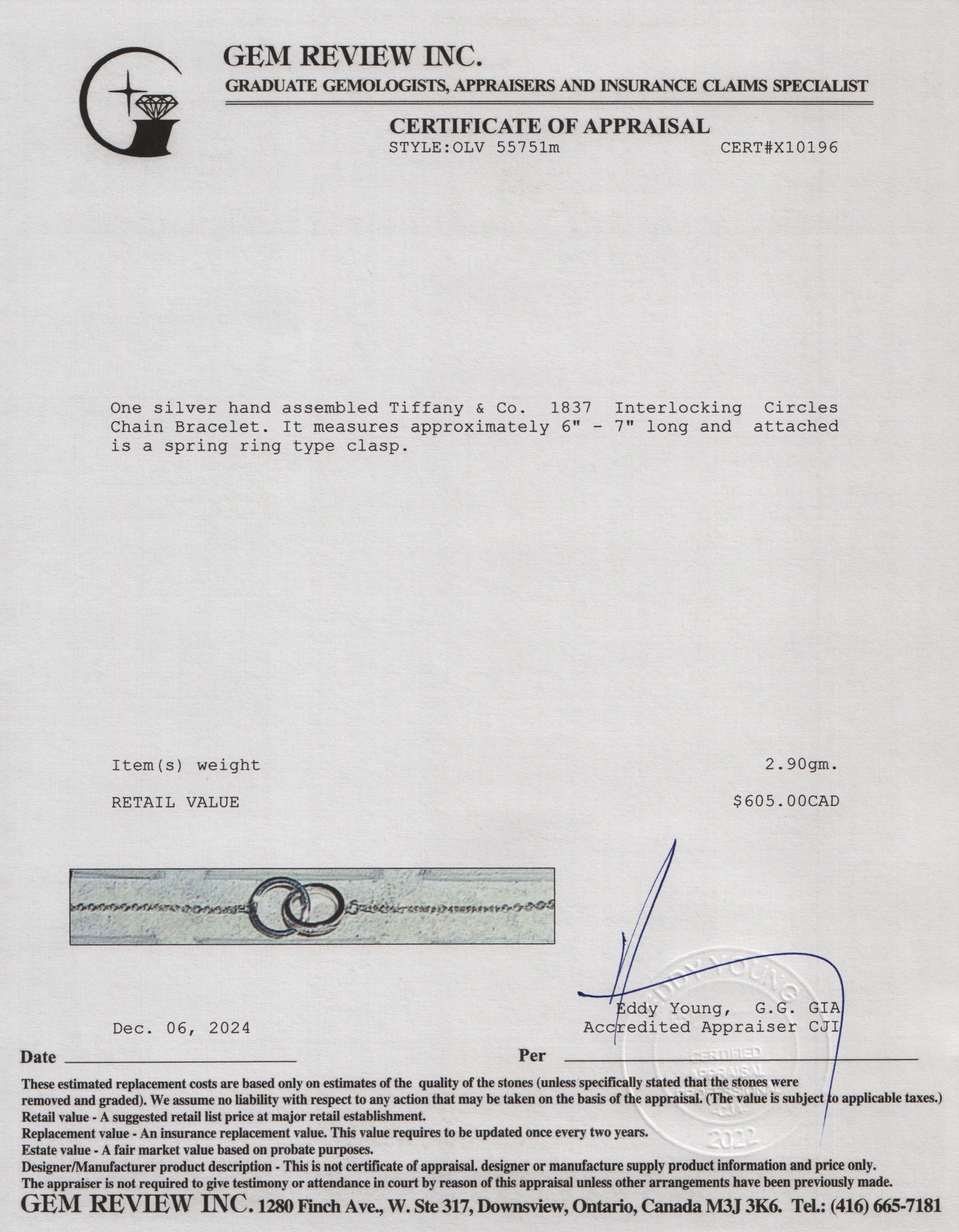 Tiffany & Co. Sterling Silver 1837 Interlocking Circles Chain Bracelet