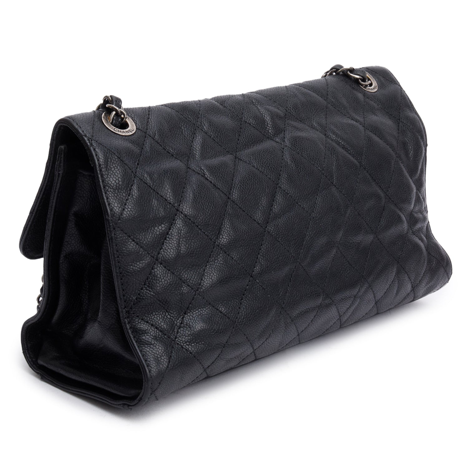 Chanel Black Caviar Leather Jumbo CC Crave Flap Bag