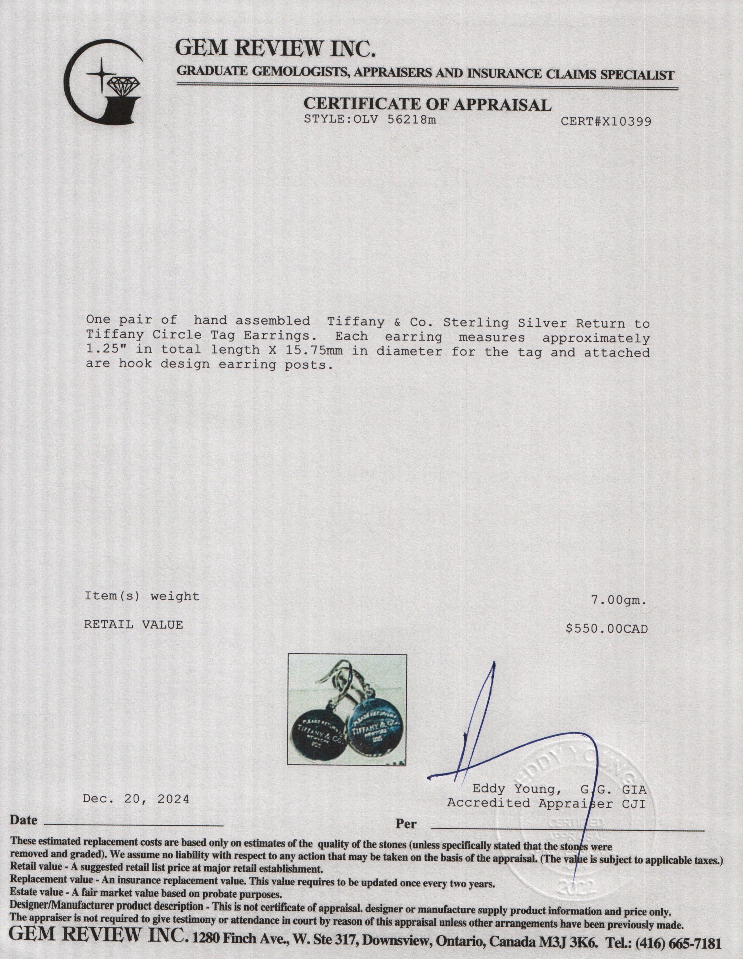 Tiffany & Co. Sterling Silver Return to Tiffany Circle Tag Earrings