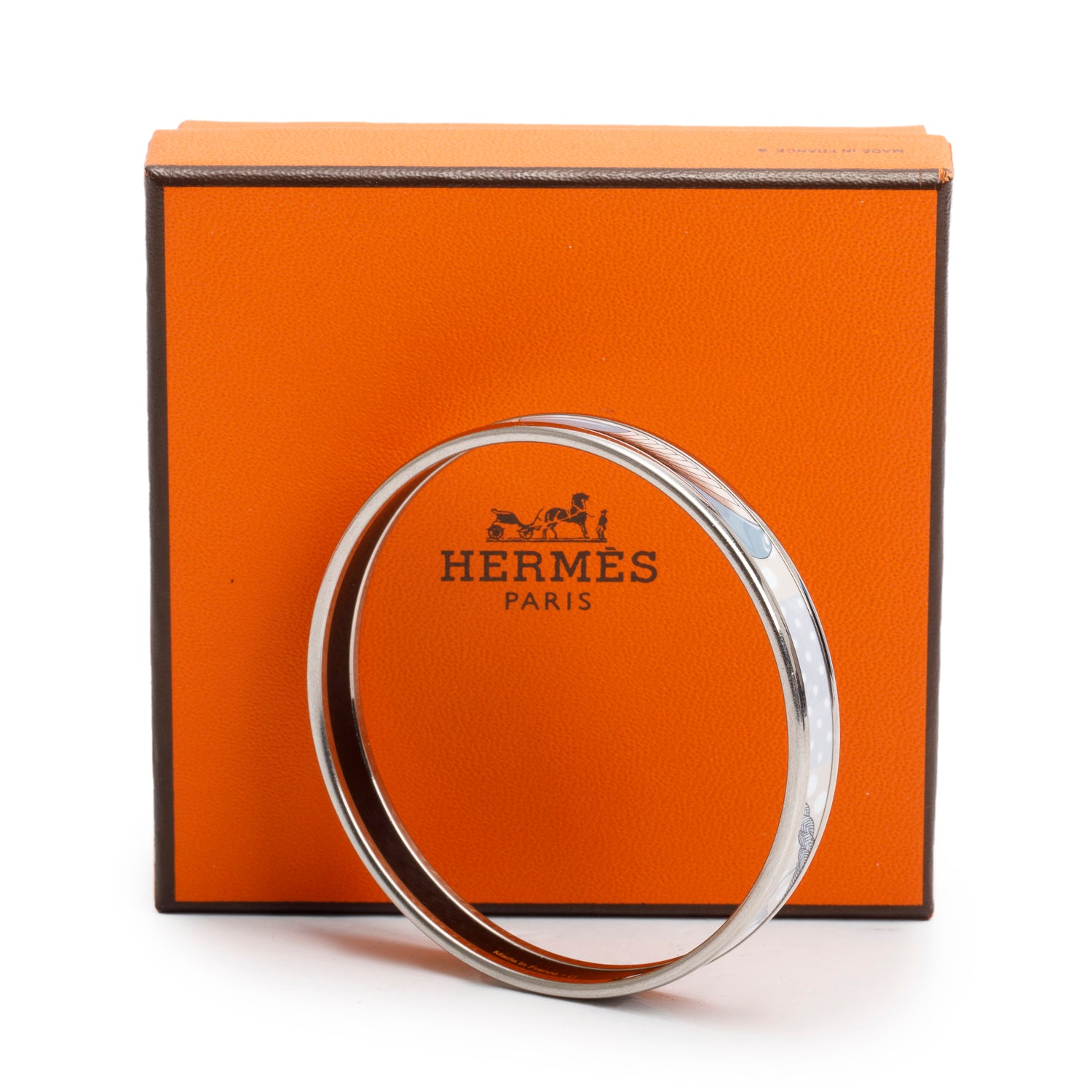 Hermes Palladium-Plated Incolore Fin Clic Clac A Pois Enamel Narrow Bangle w/ Box & Receipt