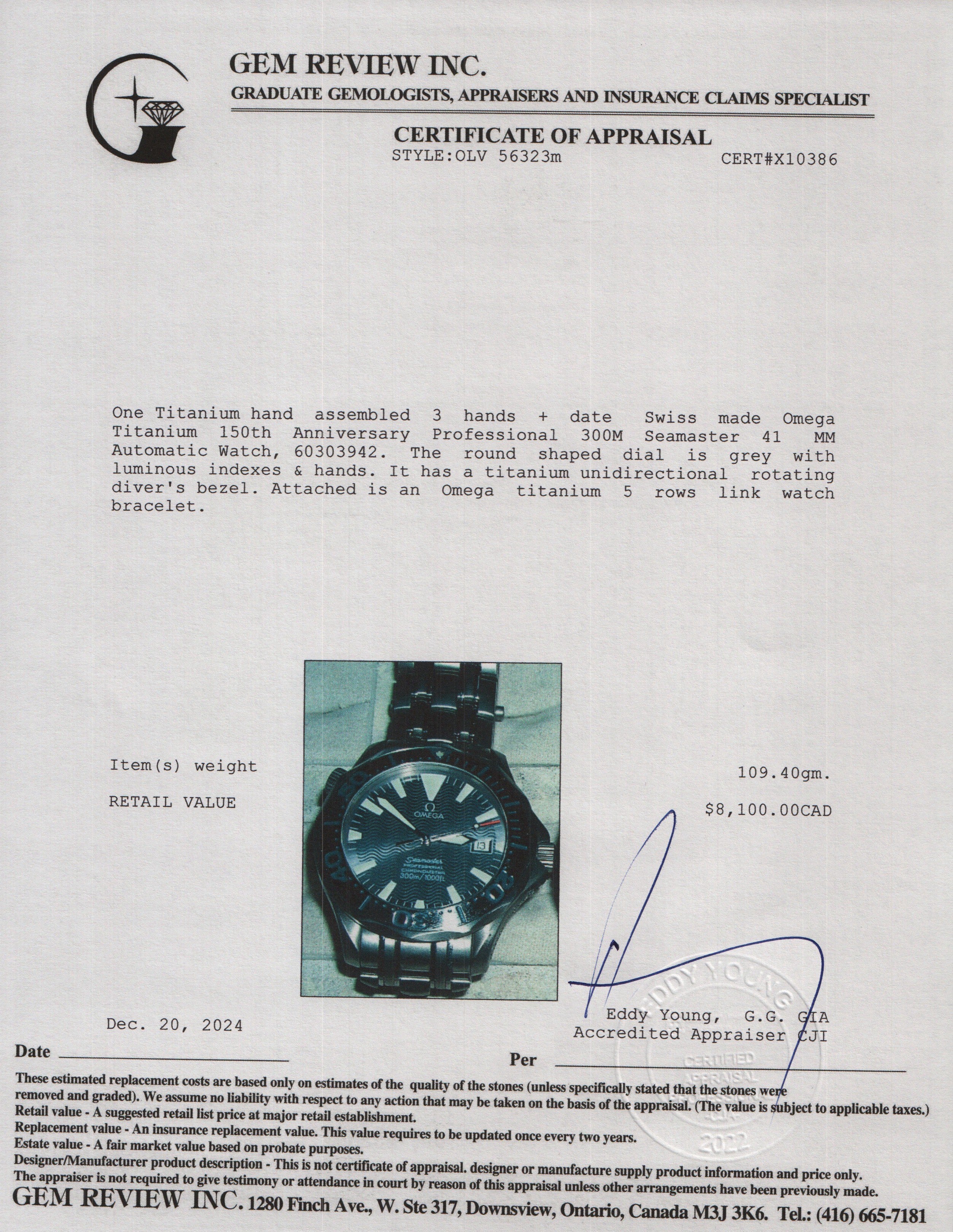 Omega Titanium 150th Anniversary Professional 300M Seamaster 41 MM Automatic Watch