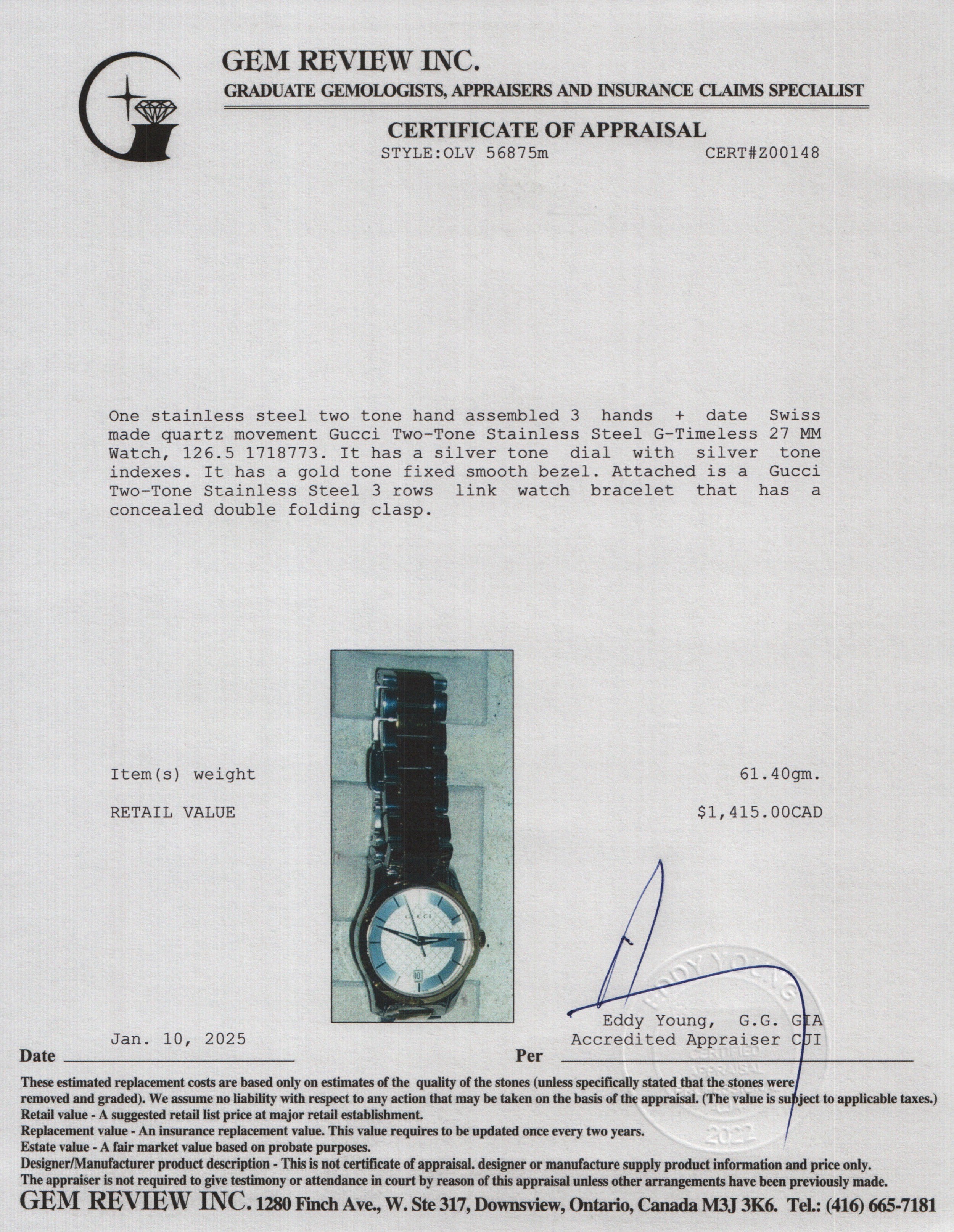 Gucci Two-Tone Stainless Steel G-Timeless 27 MM Watch