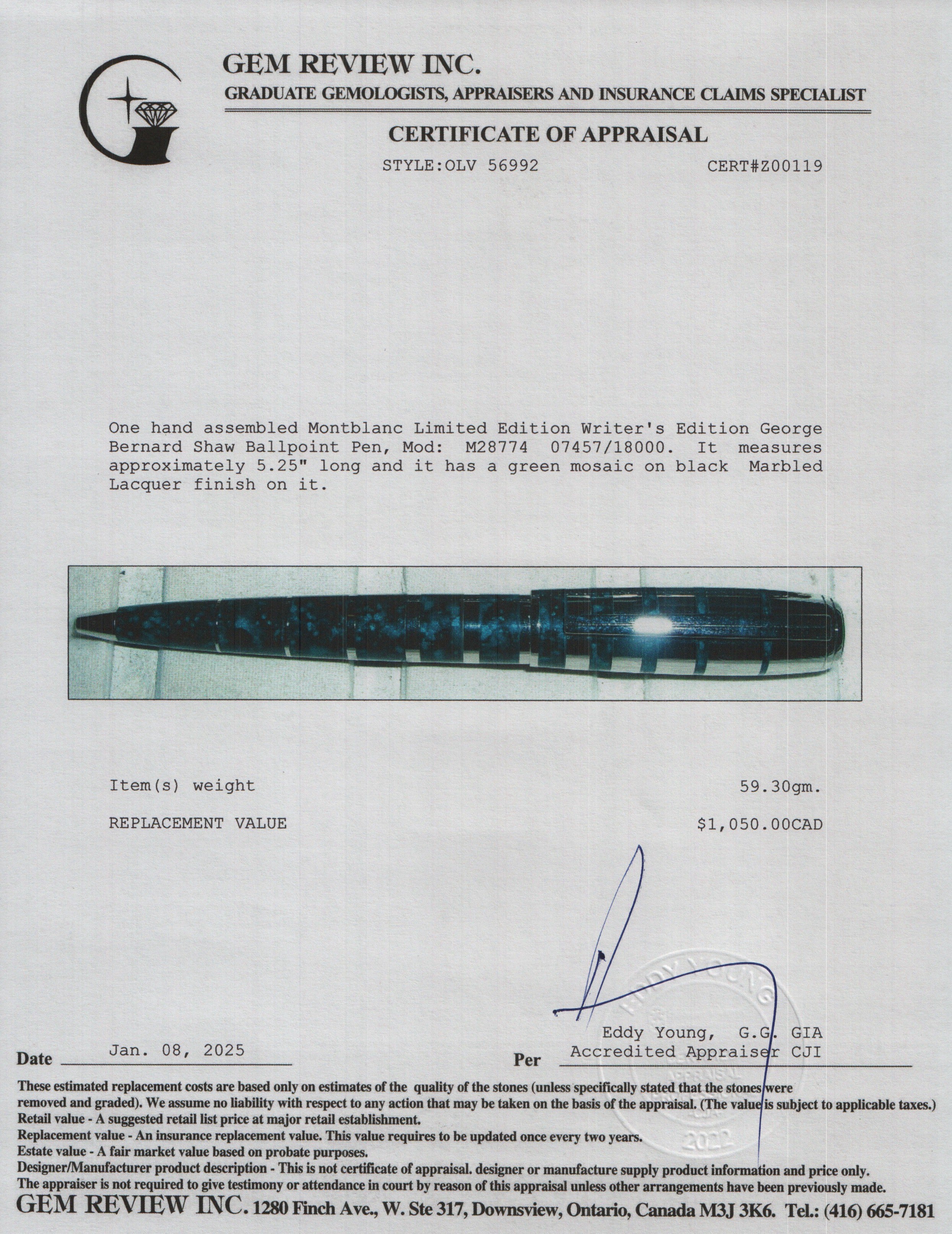 Montblanc Limited Edition Writer's Edition George Bernard Shaw Ballpoint Pen w/ Box & Papers