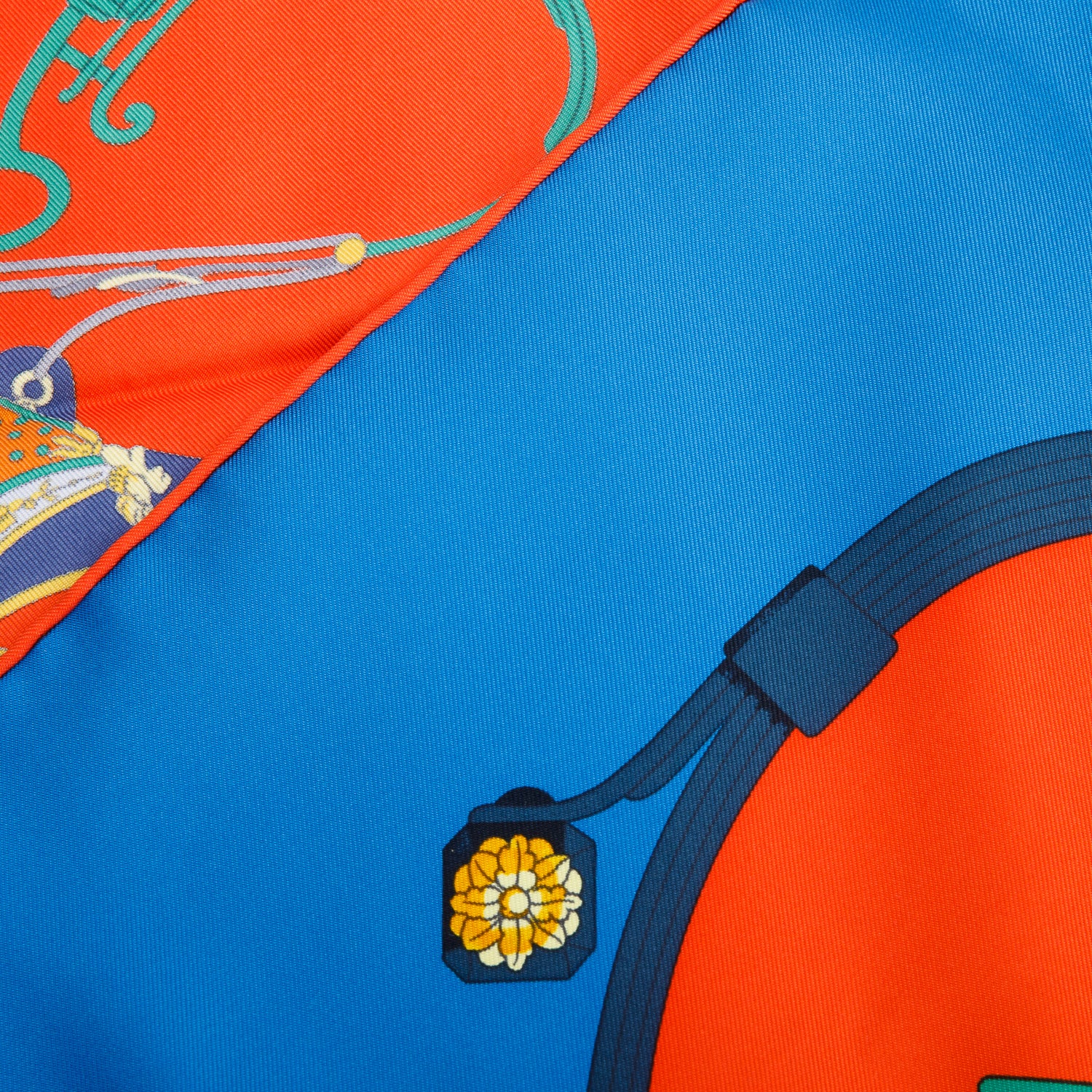 Hermes Cobalt Vermillo 'Springs' Silk Scarf 90 w/ Box & Receipt