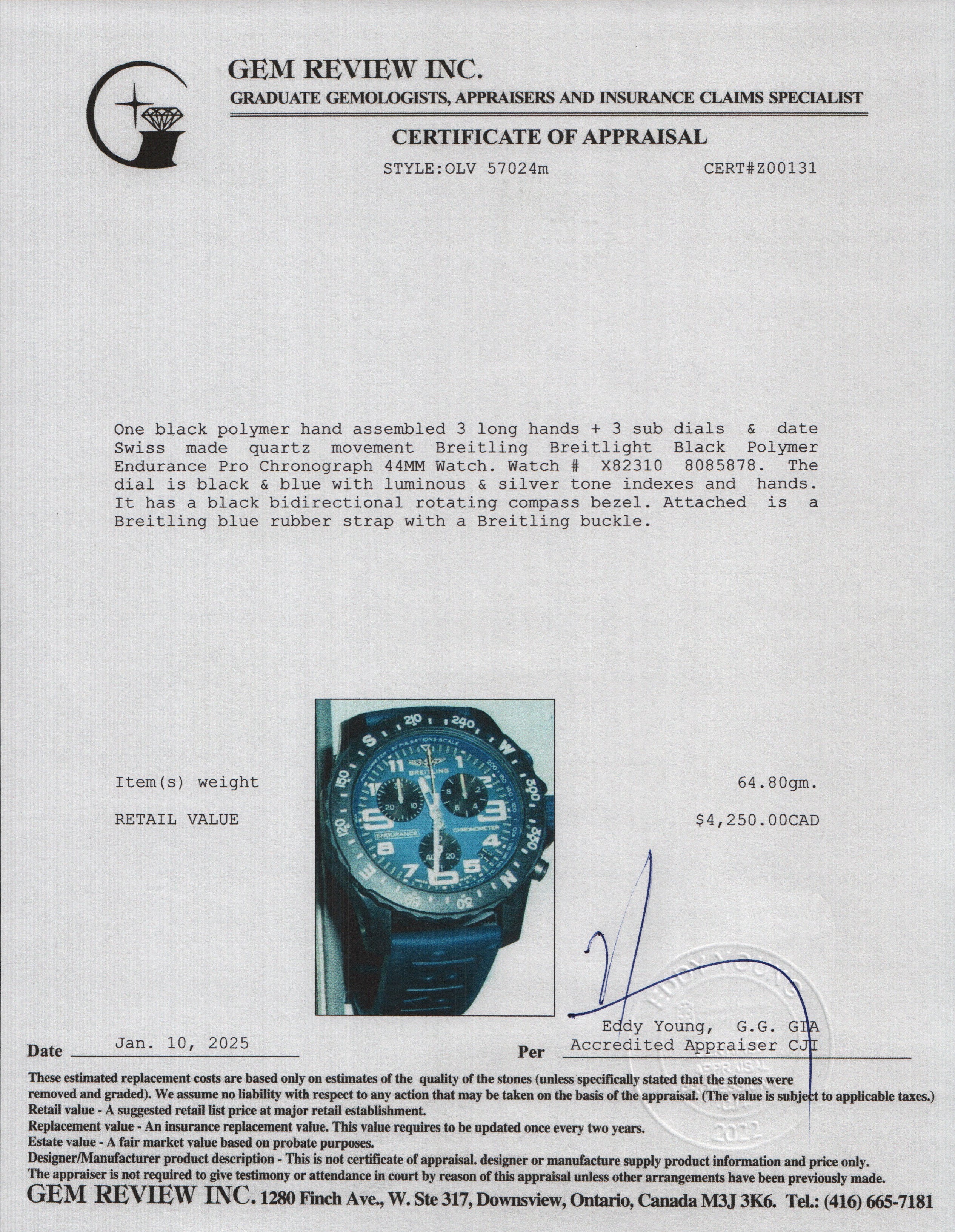 Breitling Breitlight Black Polymer Endurance Pro 44MM Watch X82310 w/ Box & Papers