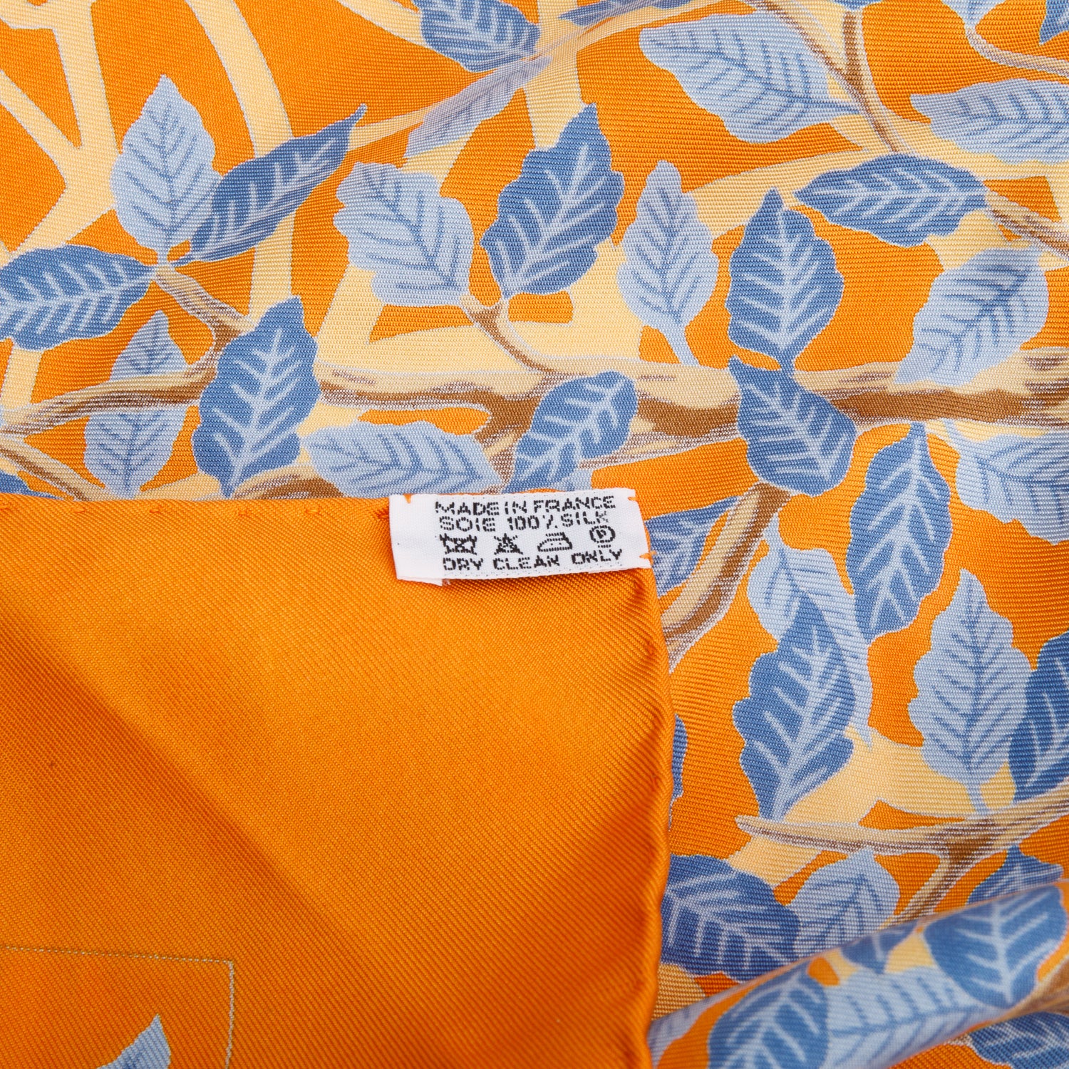 Hermes Orange'Axis Mundi (Detail)' Silk Scarf 90 w/ Box