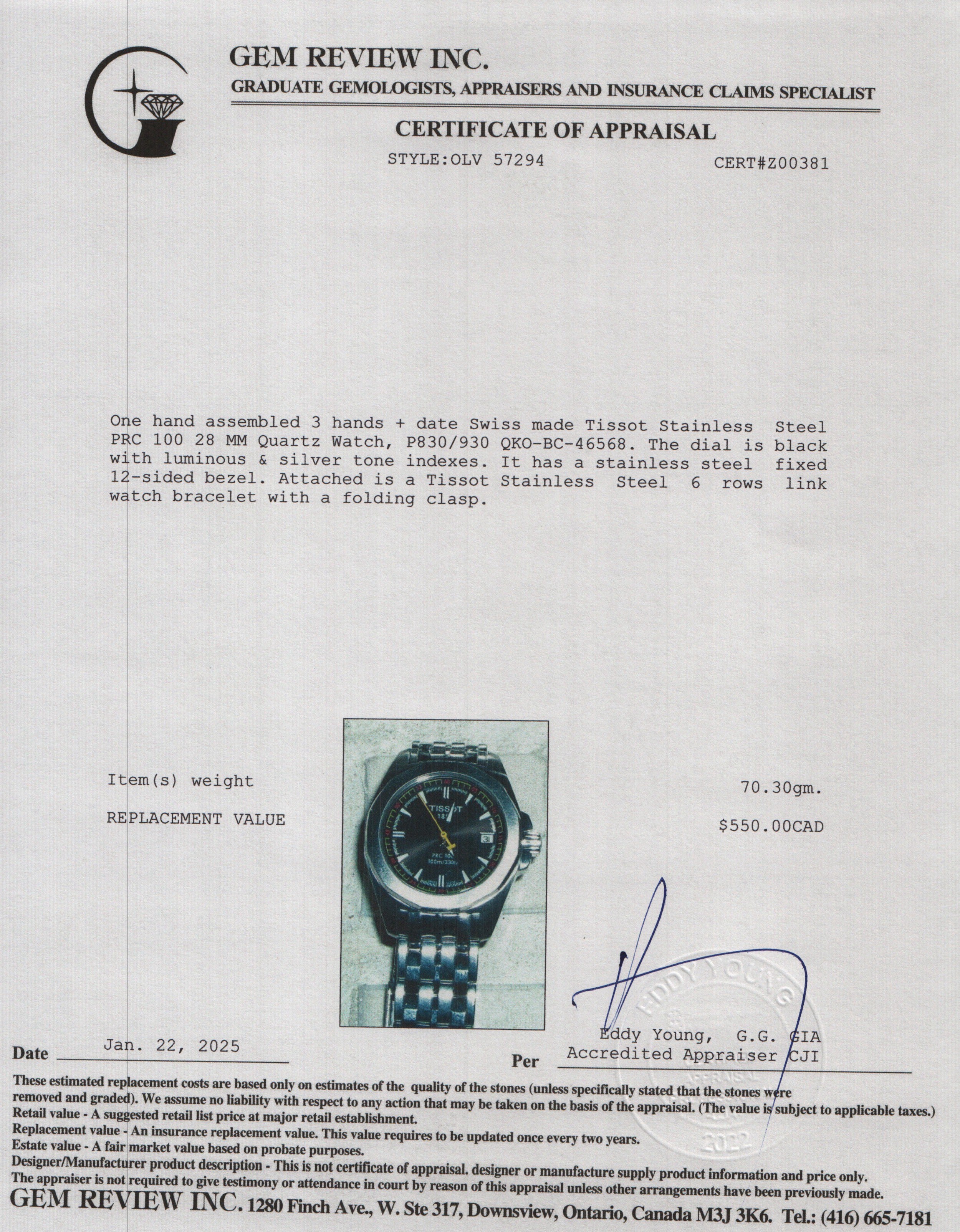 Tissot Stainless Steel PRC 100 28 MM Quartz Watch