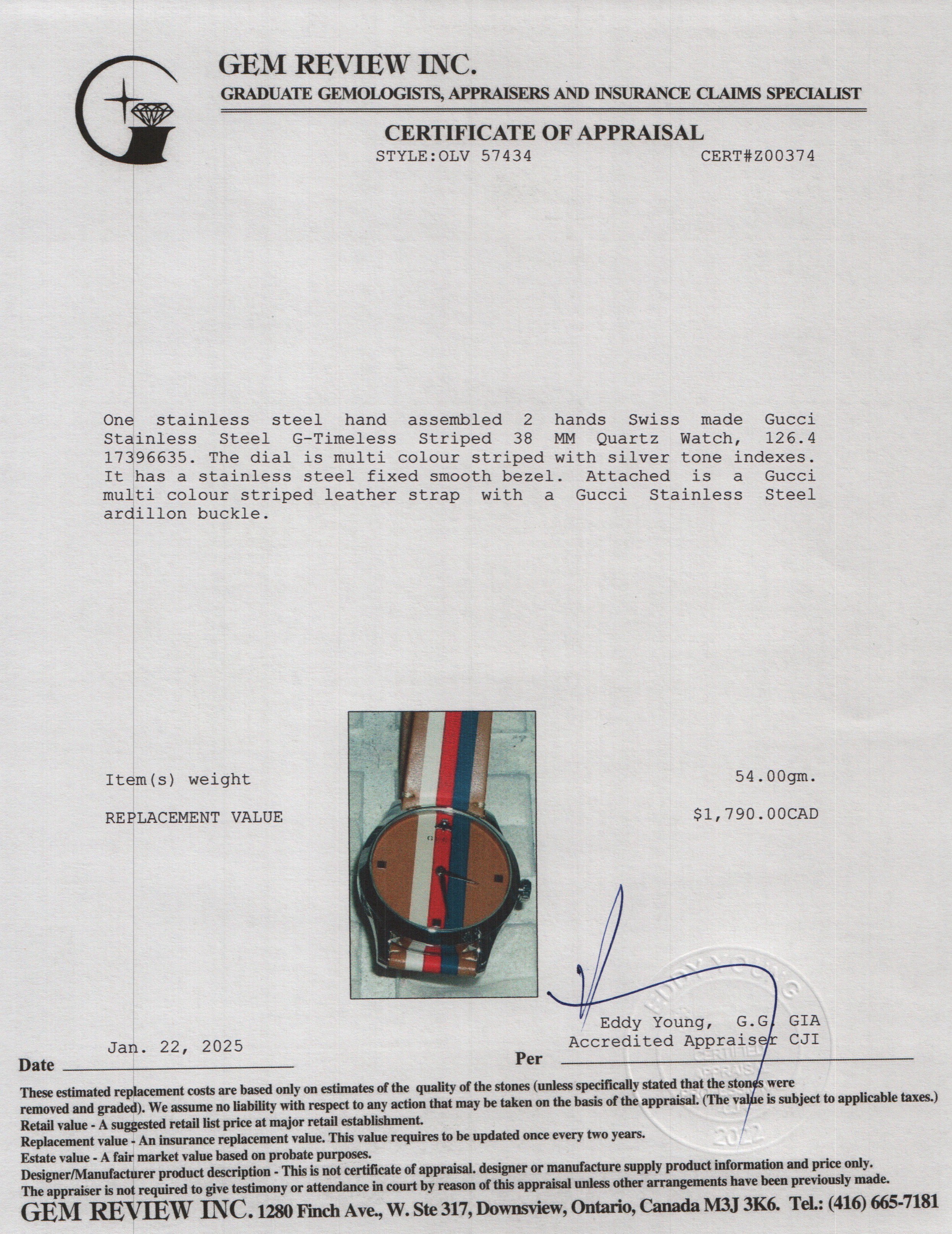 Gucci Stainless Steel G-Timeless Striped 38 MM Quartz Watch