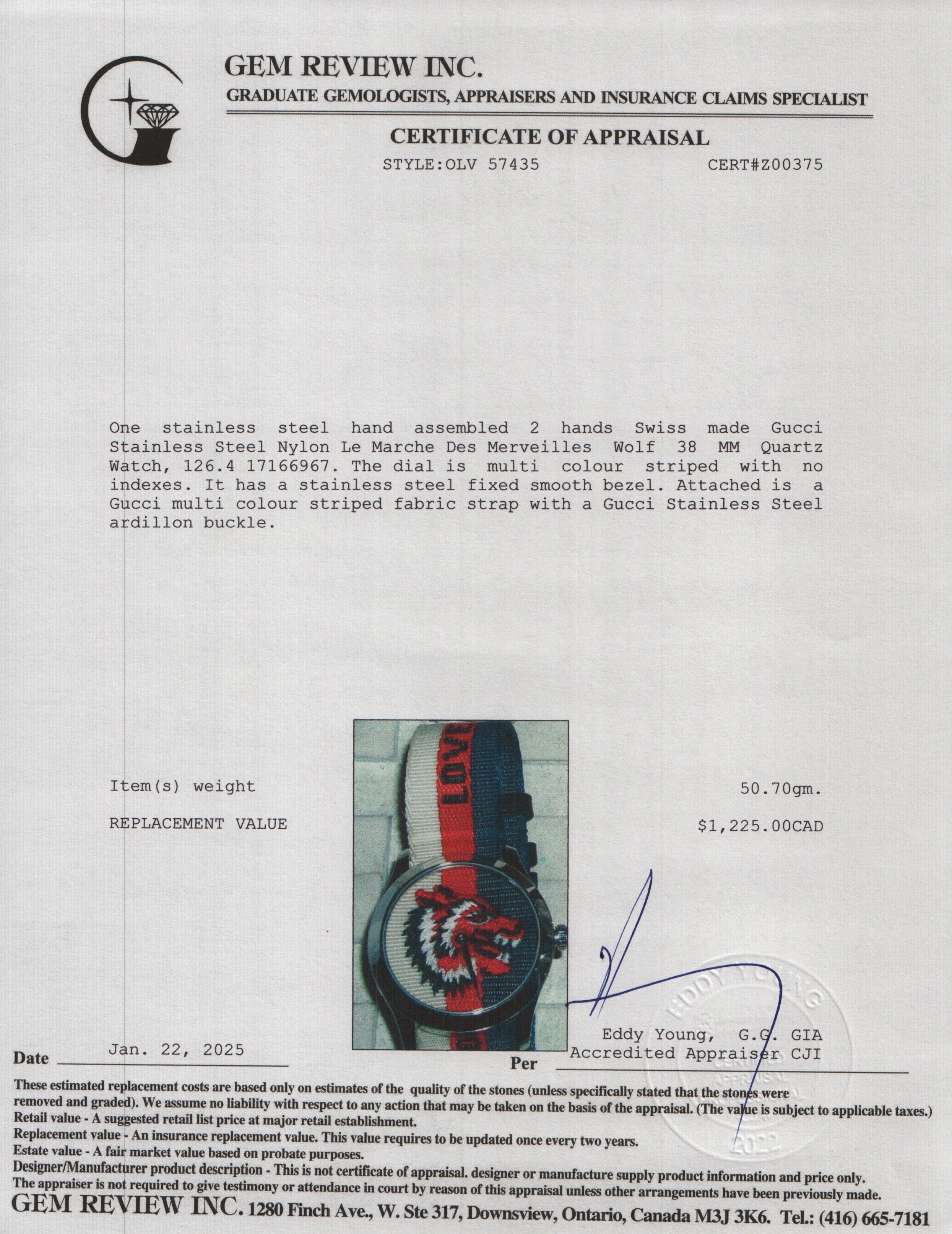 Gucci Stainless Steel Nylon Le Marche Des Merveilles Wolf 38 MM Quartz Watch