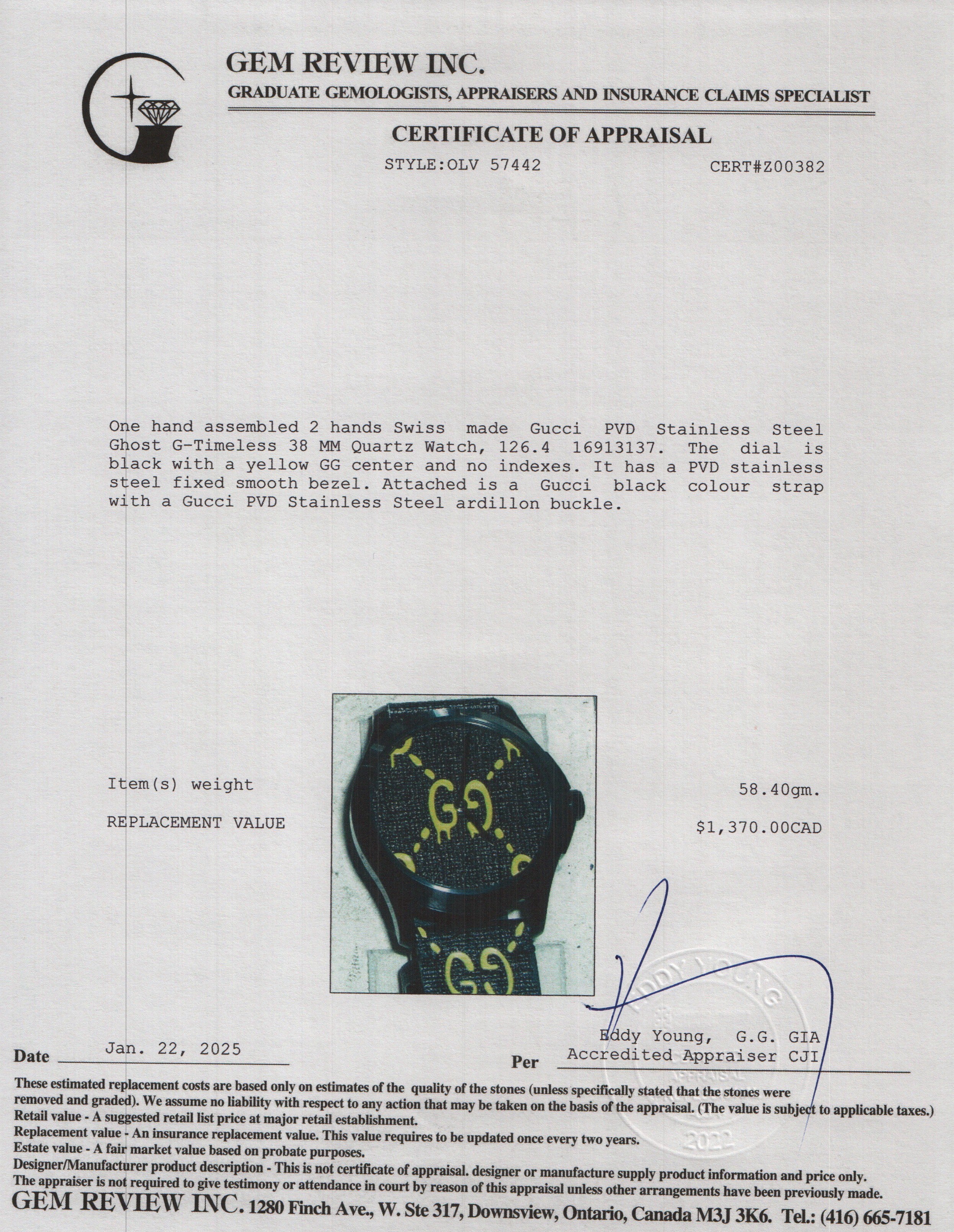 Gucci PVD Stainless Steel Ghost G-Timeless 38 MM Quartz Watch