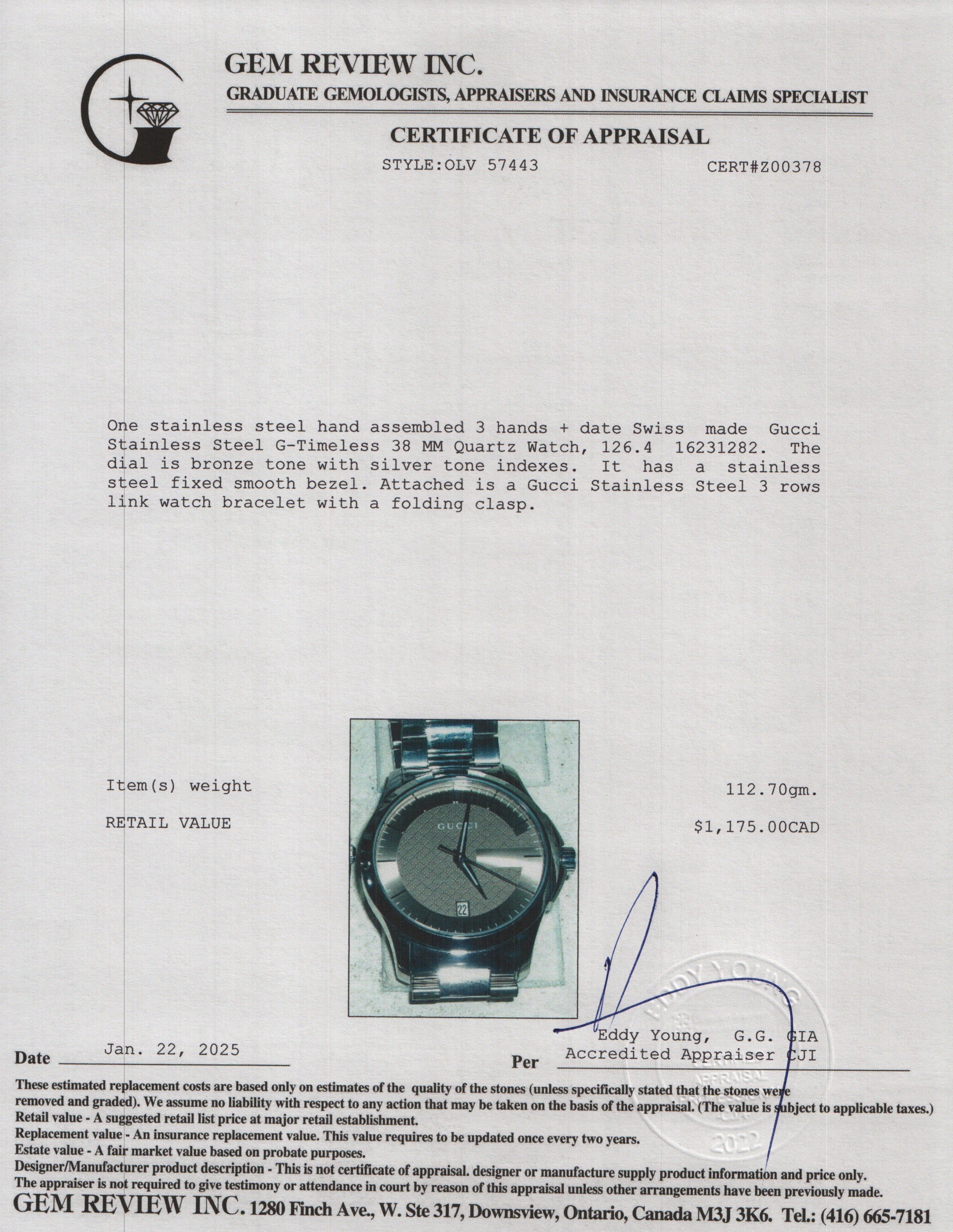 Gucci Stainless Steel G-Timeless 38 MM Quartz Watch